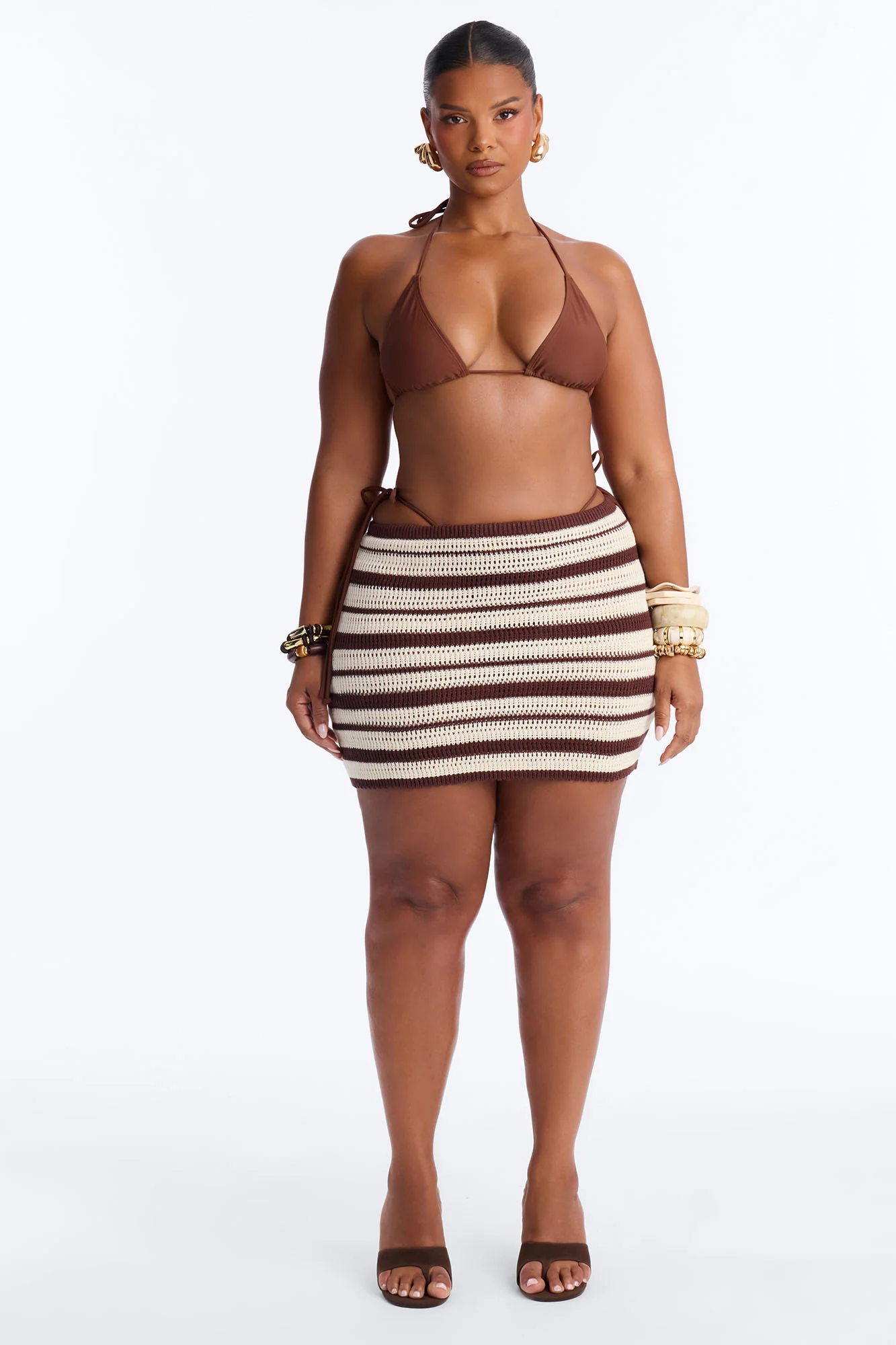Cabana Babe Crochet Mini Skirt - Chocolate/Combo - Image 5