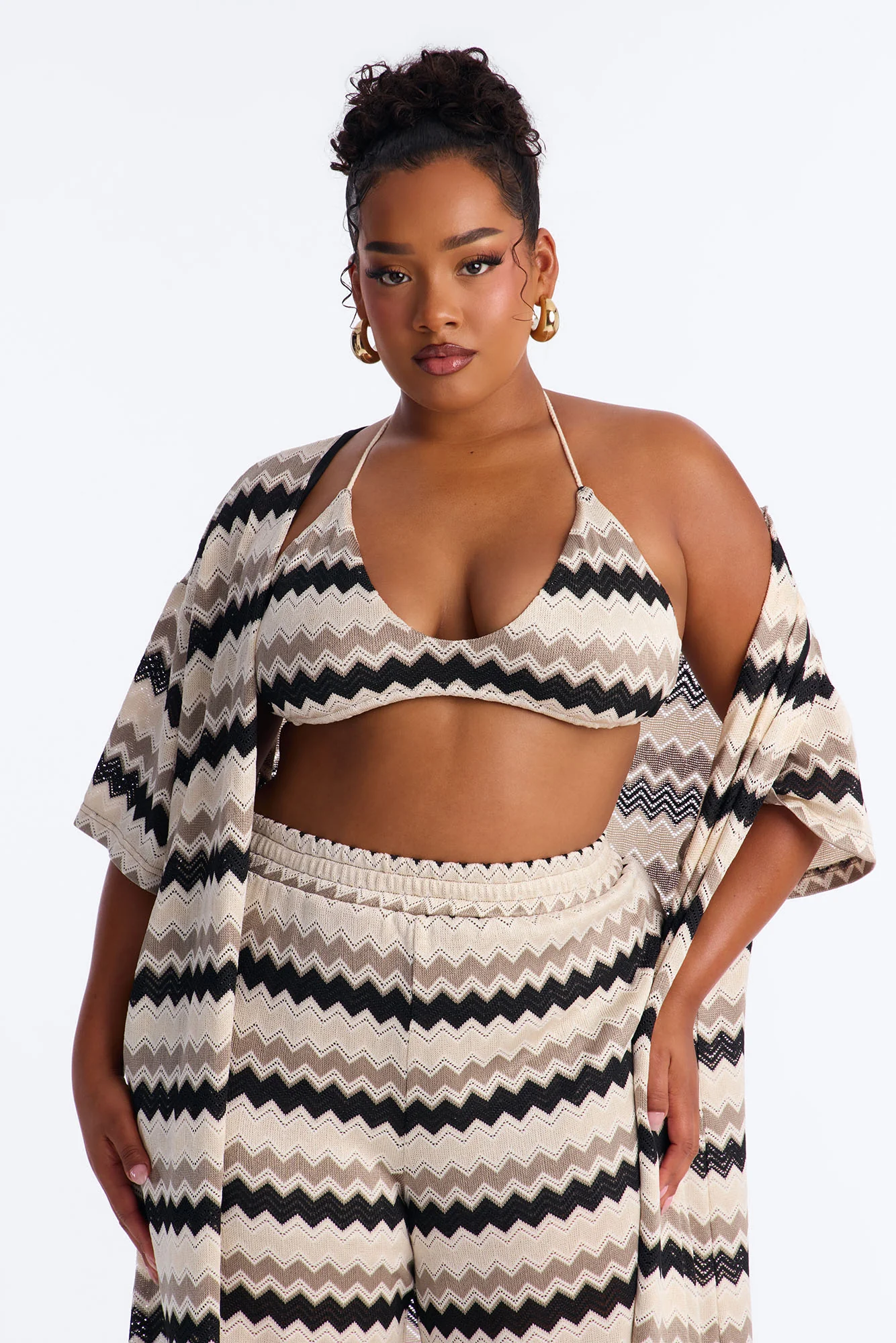 Cabana Crush 3 Piece Crochet Pant Set - Cream/combo - Image 7