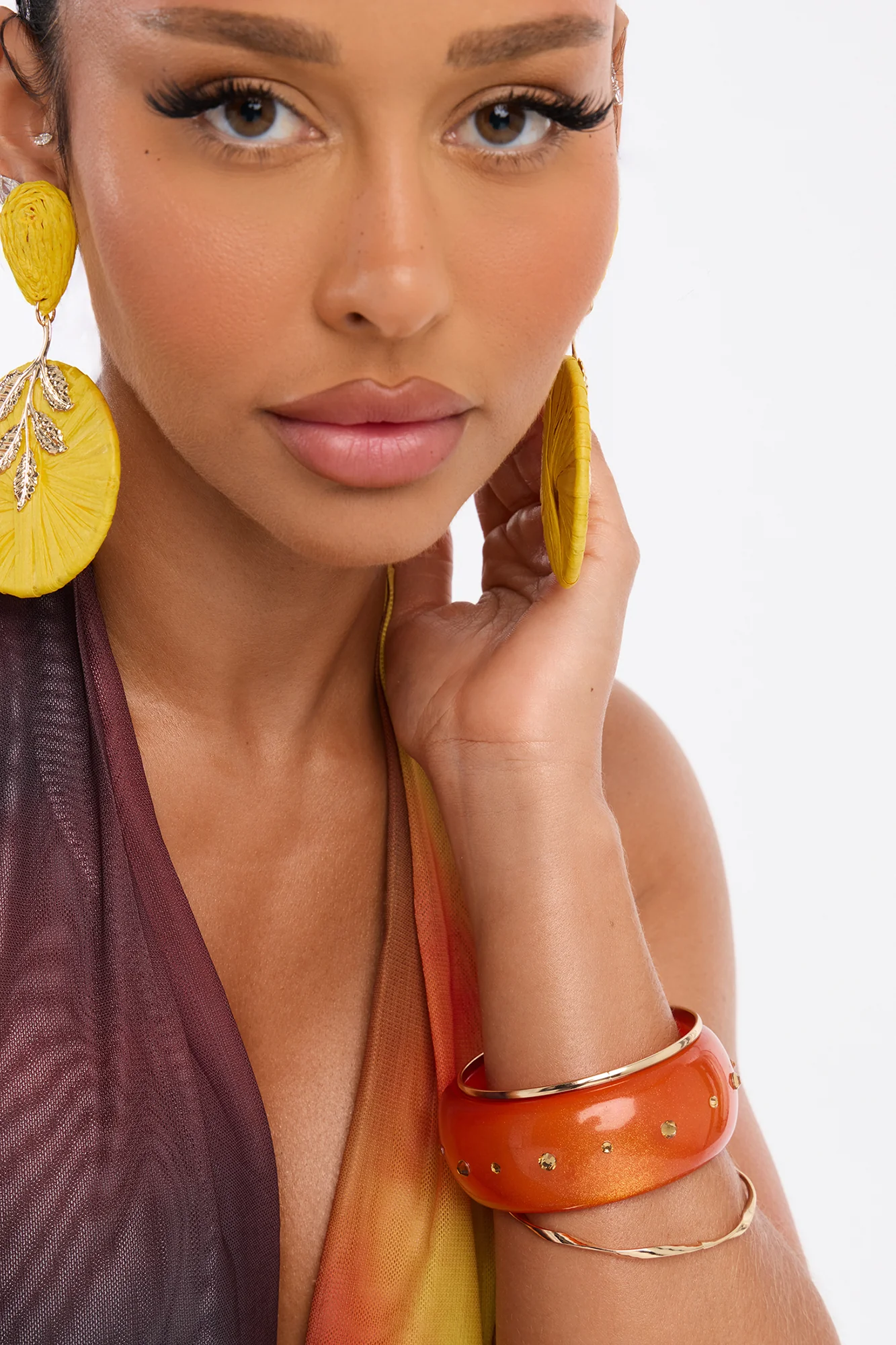 Cabo Sunsets 3 Piece Bracelet Set - Gold/Orange - Image 2