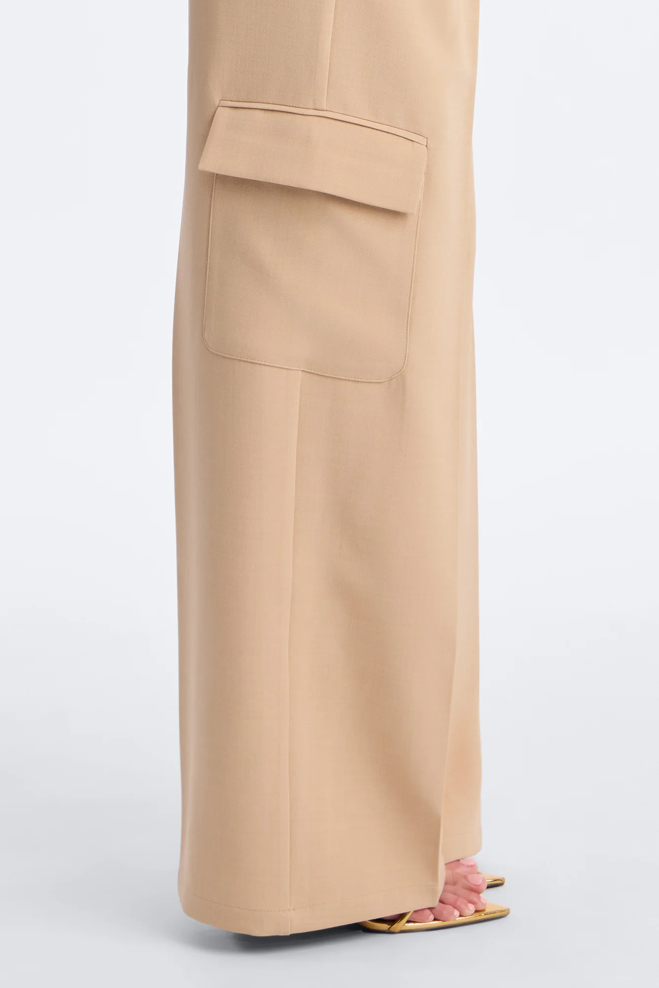 Cairo Wide Leg Cargo Trouser Pant 32″ - Khaki - Image 3