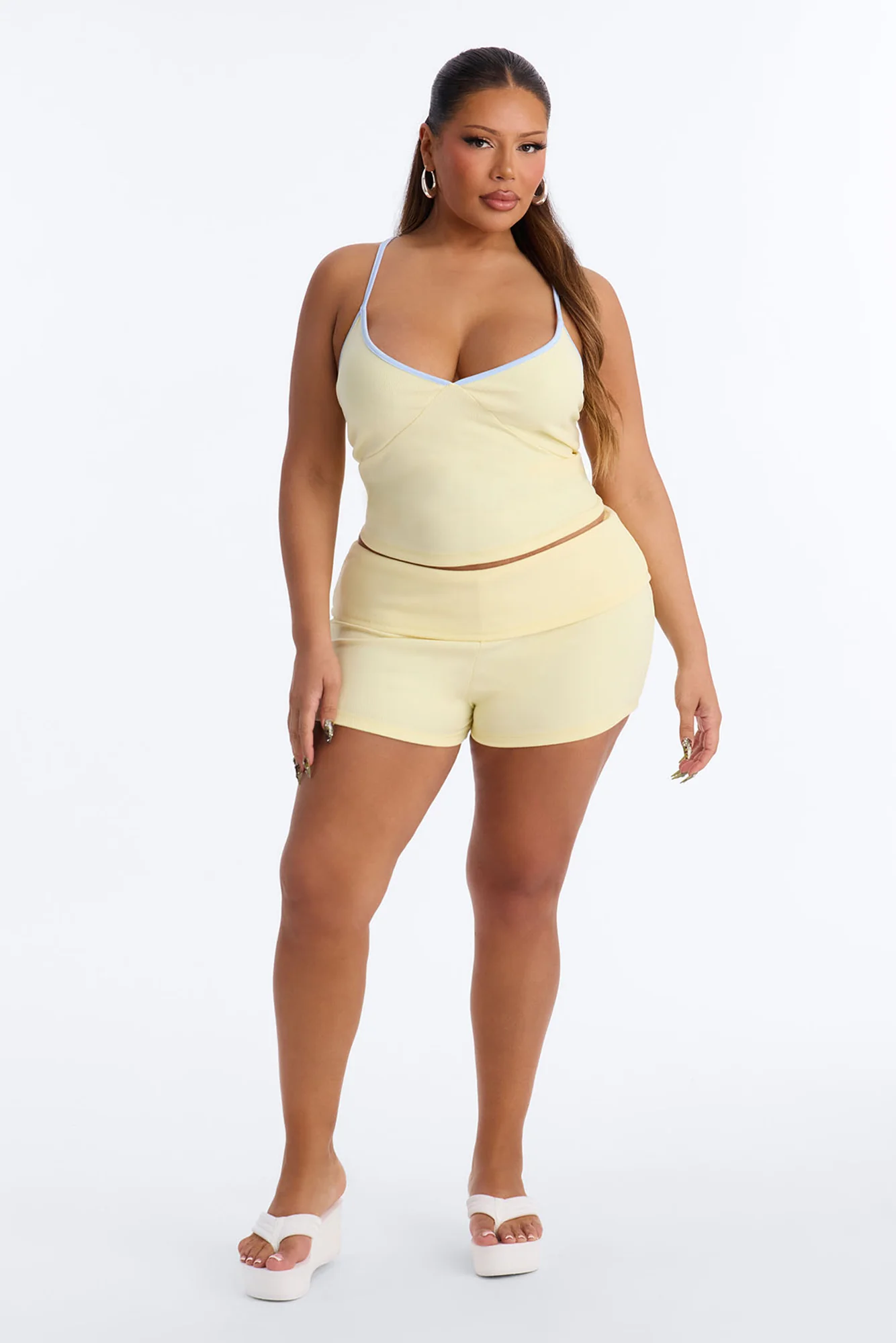 Cali Girl Foldover Waist Short Set - ButterYellow - Image 5