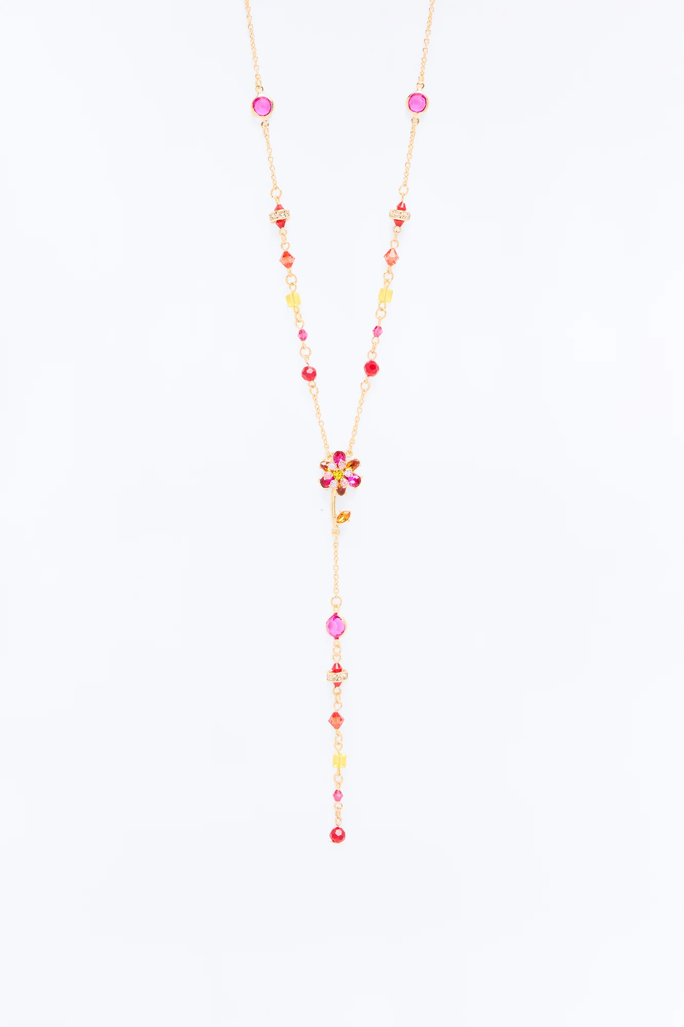Camellia Glow Lariat Necklace - Gold/Pink - Image 3