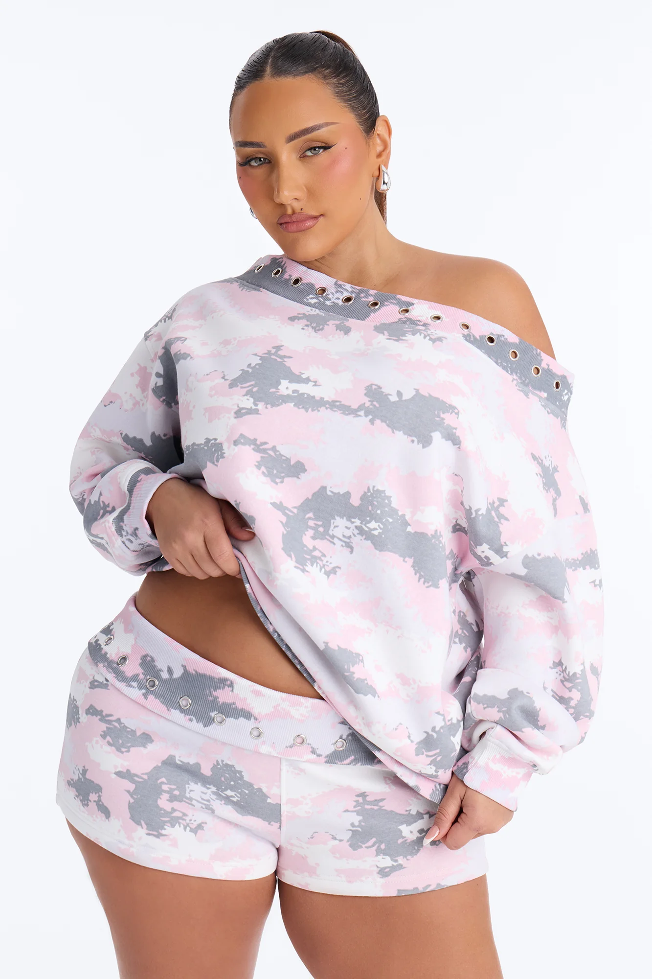 Camo Cutie Fleece Short Set - Pink/combo - Image 5