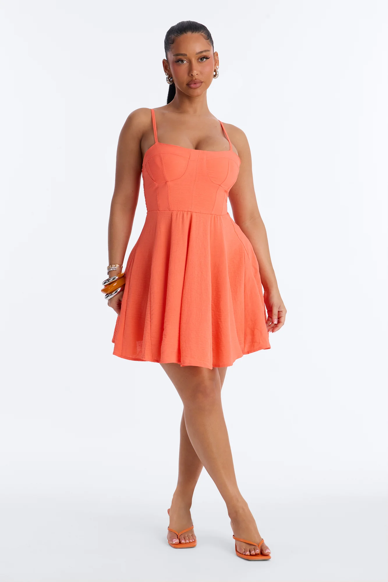 Candice Pleated Airflow Mini Dress - Coral