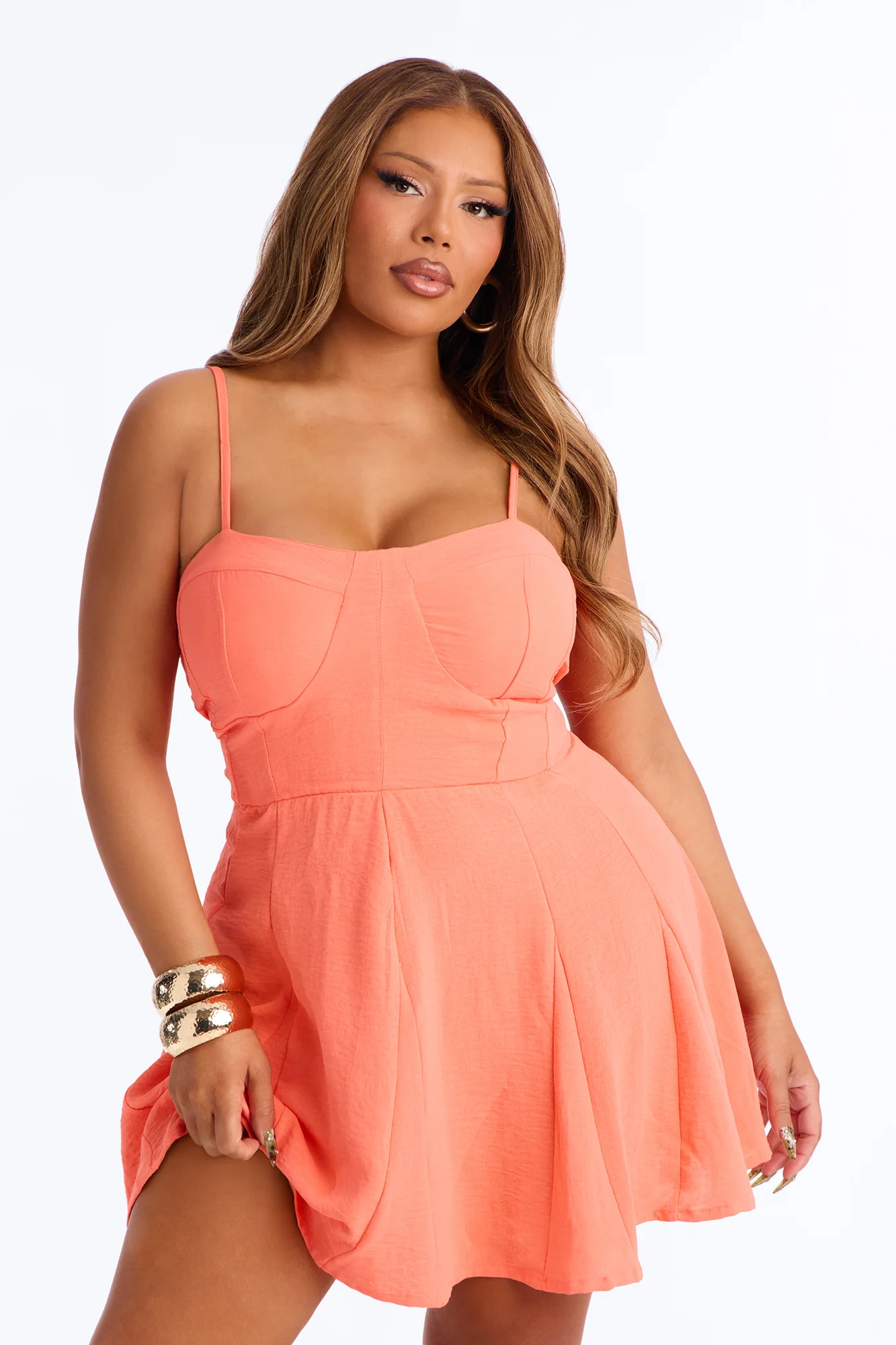 Candice Pleated Airflow Mini Dress - Coral - Image 5