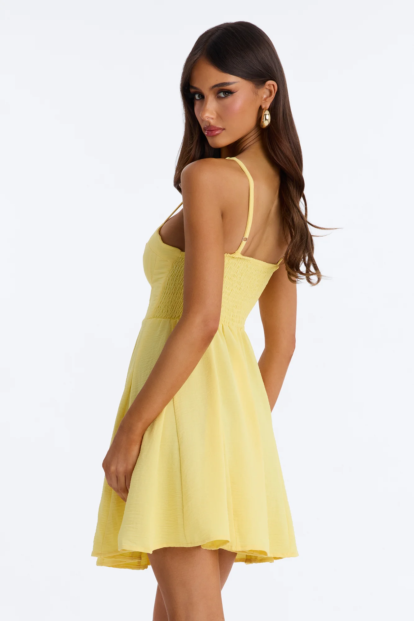Candice Pleated Airflow Mini Dress - Yellow - Image 3