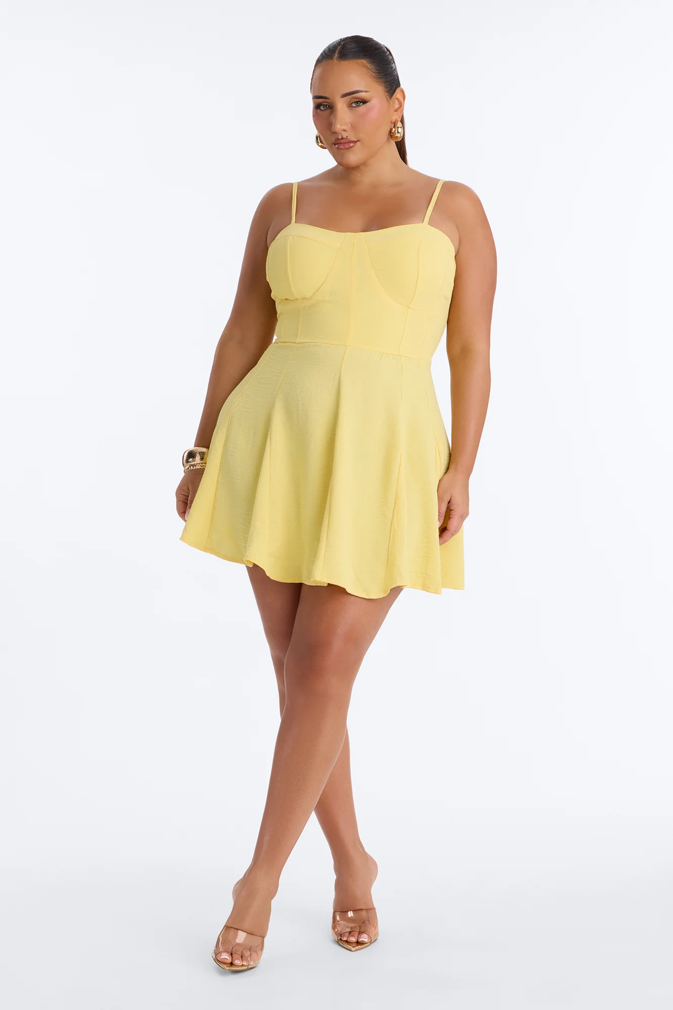 Candice Pleated Airflow Mini Dress - Yellow - Image 4