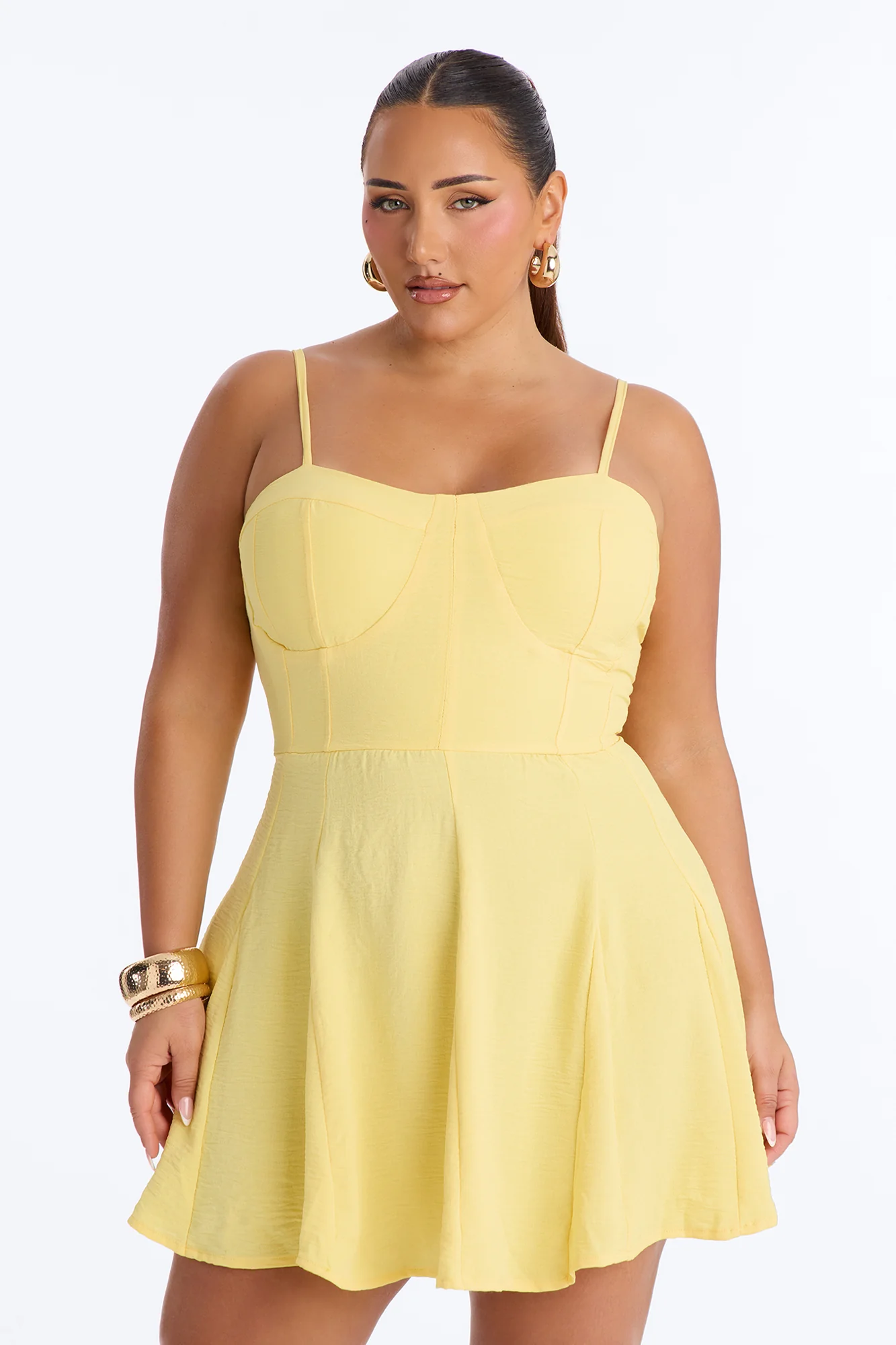 Candice Pleated Airflow Mini Dress - Yellow - Image 5