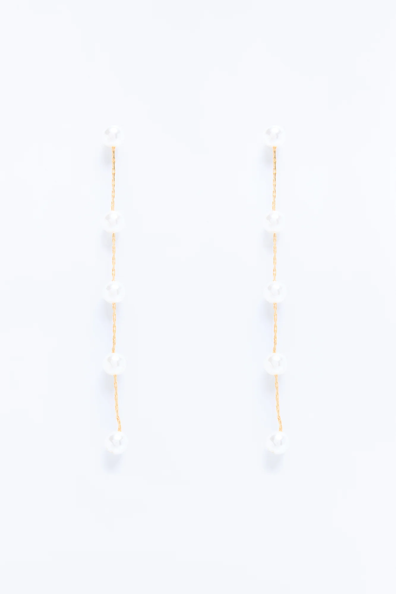 Candlelight Pearls Linear Earrings - White/Gold