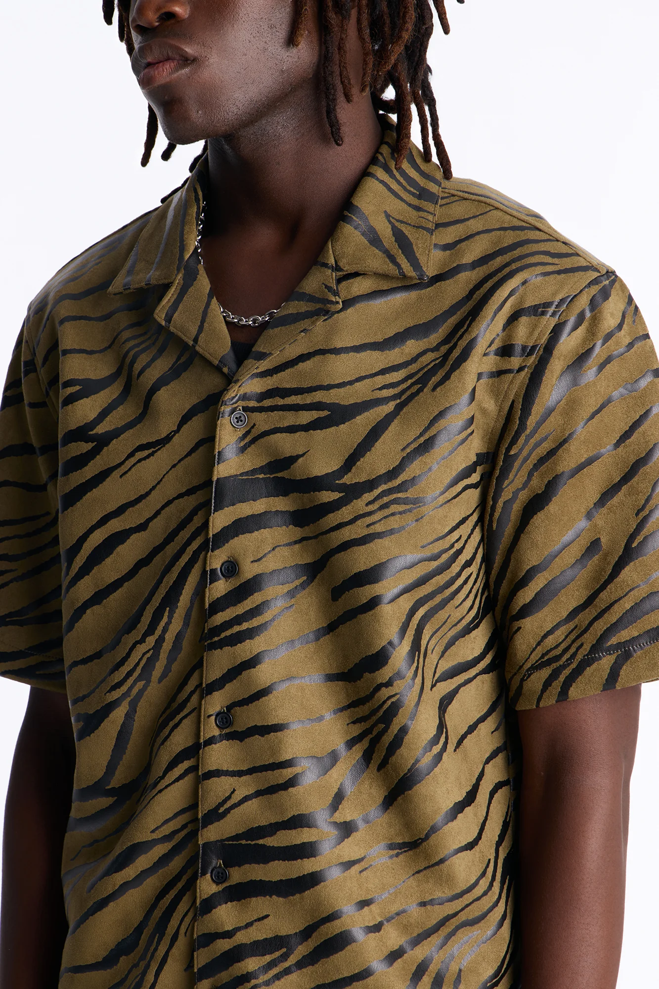 Can't Be Tamed Cuban Collar Button Up Shirt - Green - Image 3