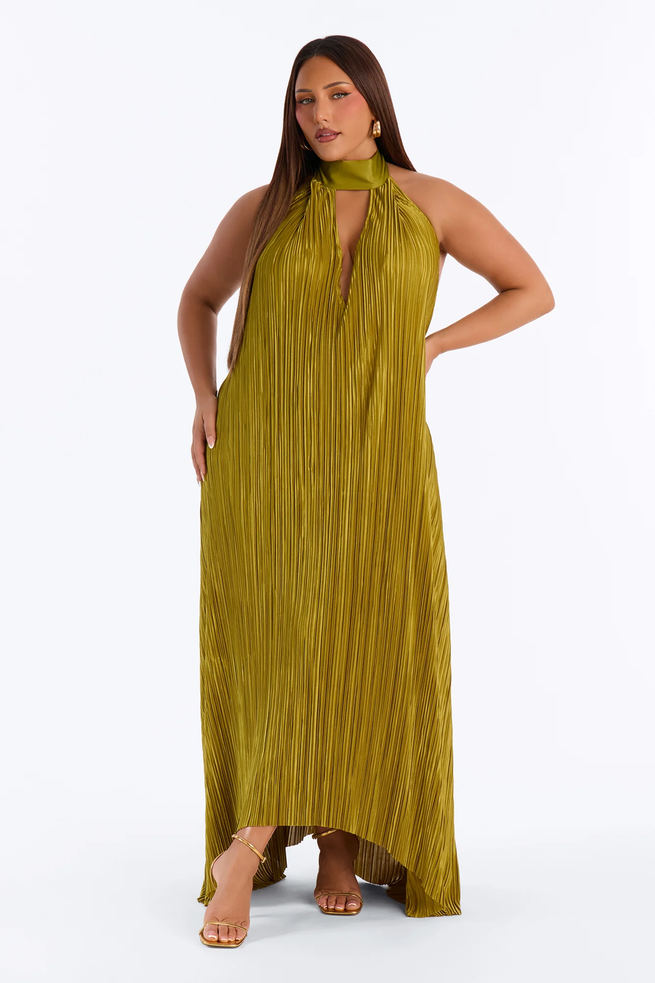 Can't Reach Me Plisse Maxi Dress - Chartreuse - Image 5