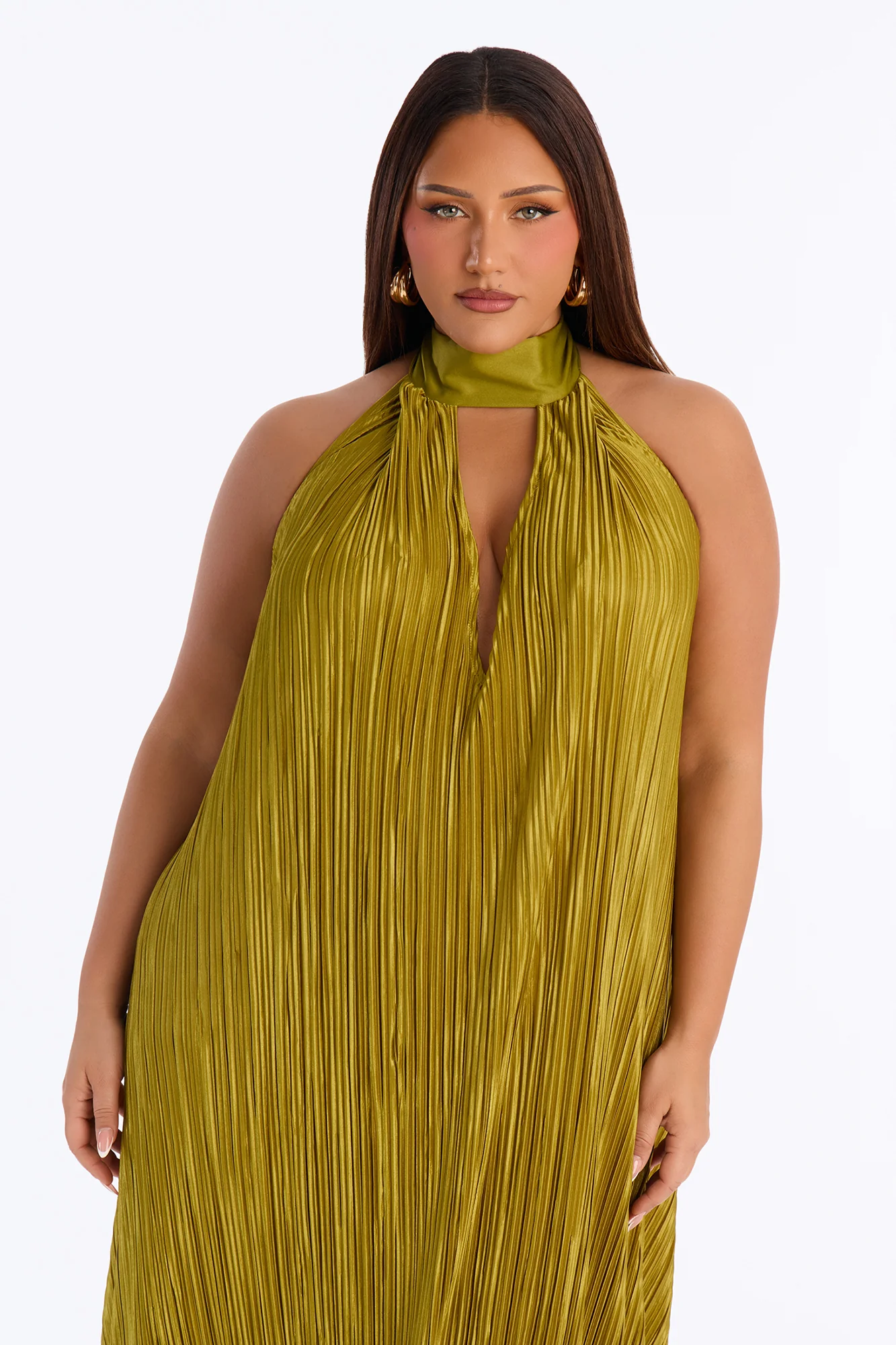 Can't Reach Me Plisse Maxi Dress - Chartreuse - Image 6