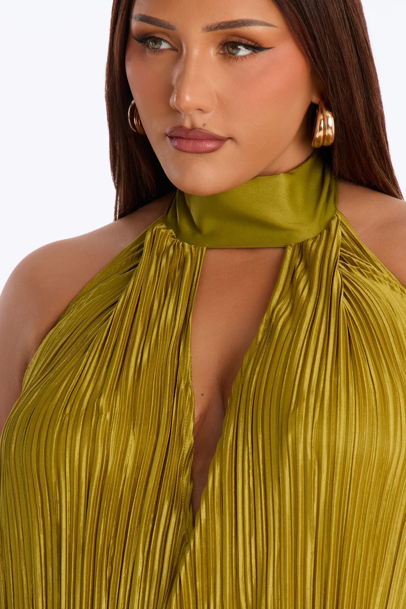 Can't Reach Me Plisse Maxi Dress - Chartreuse - Image 7