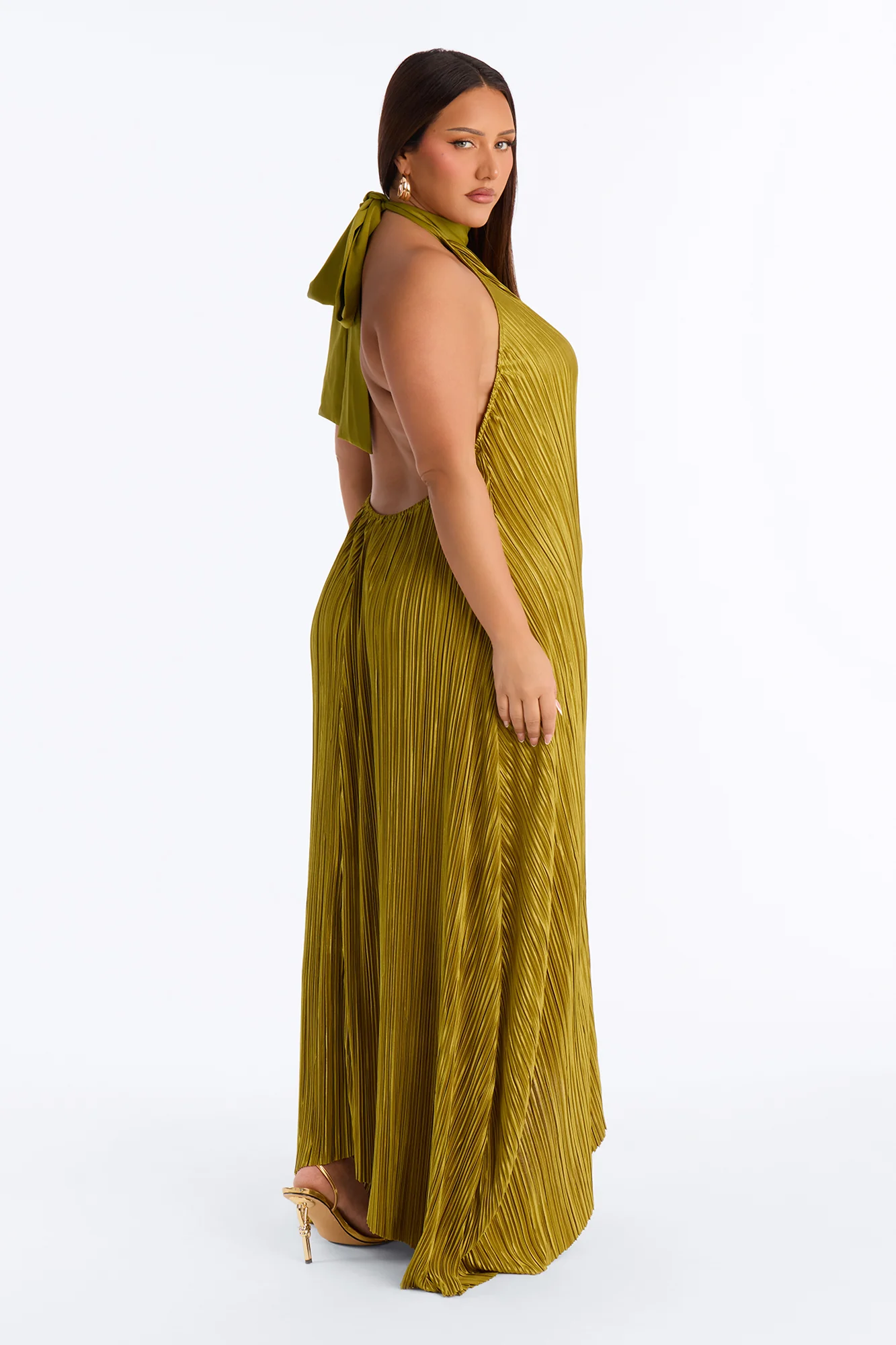 Can't Reach Me Plisse Maxi Dress - Chartreuse - Image 8