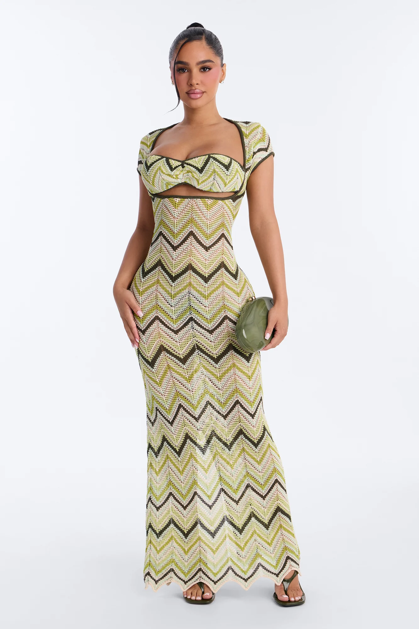 Capri Sunset Crochet Maxi Dress - Green