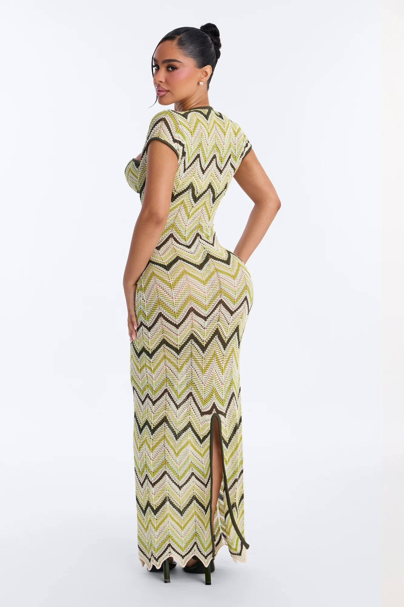 Capri Sunset Crochet Maxi Dress - Green - Image 3