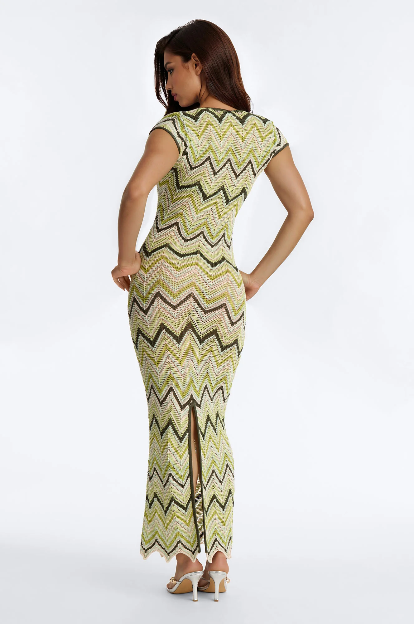 Capri Sunset Crochet Maxi Dress - Green - Image 7