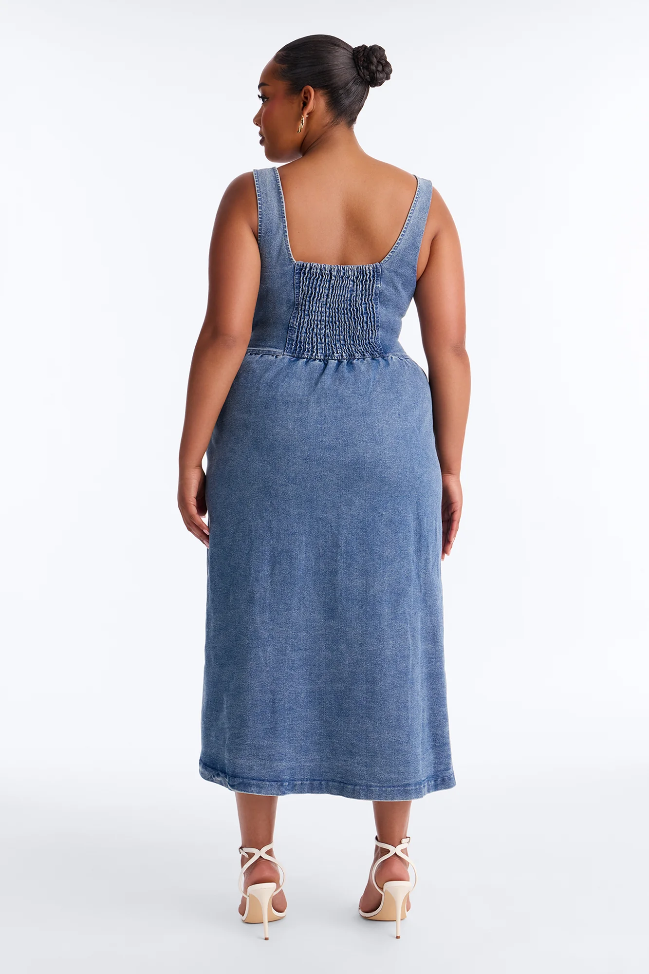 Cara Button Up Denim Midi Dress - Denim - Image 8