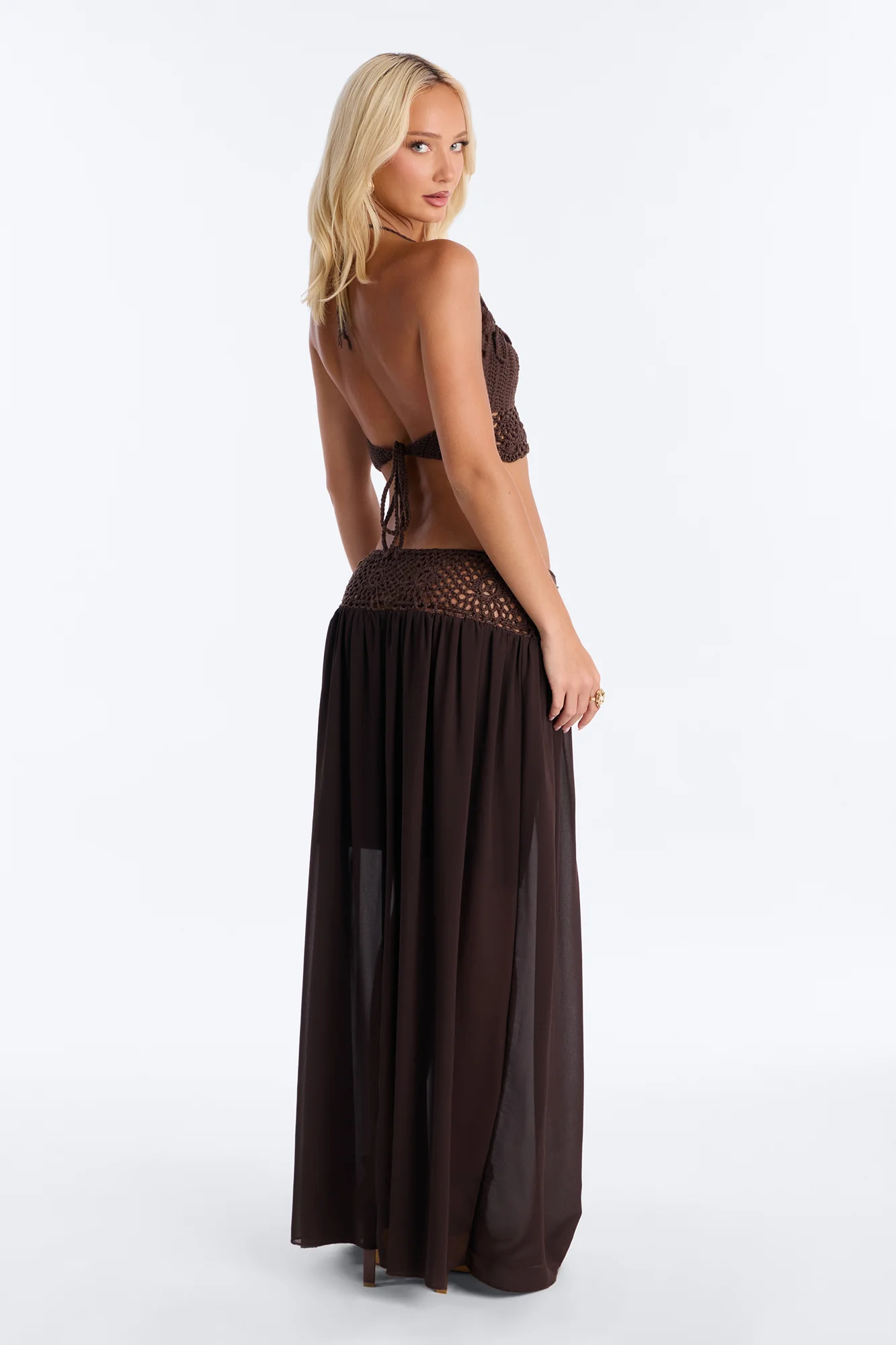 Cara Crochet Skirt Set - Chocolate - Image 4