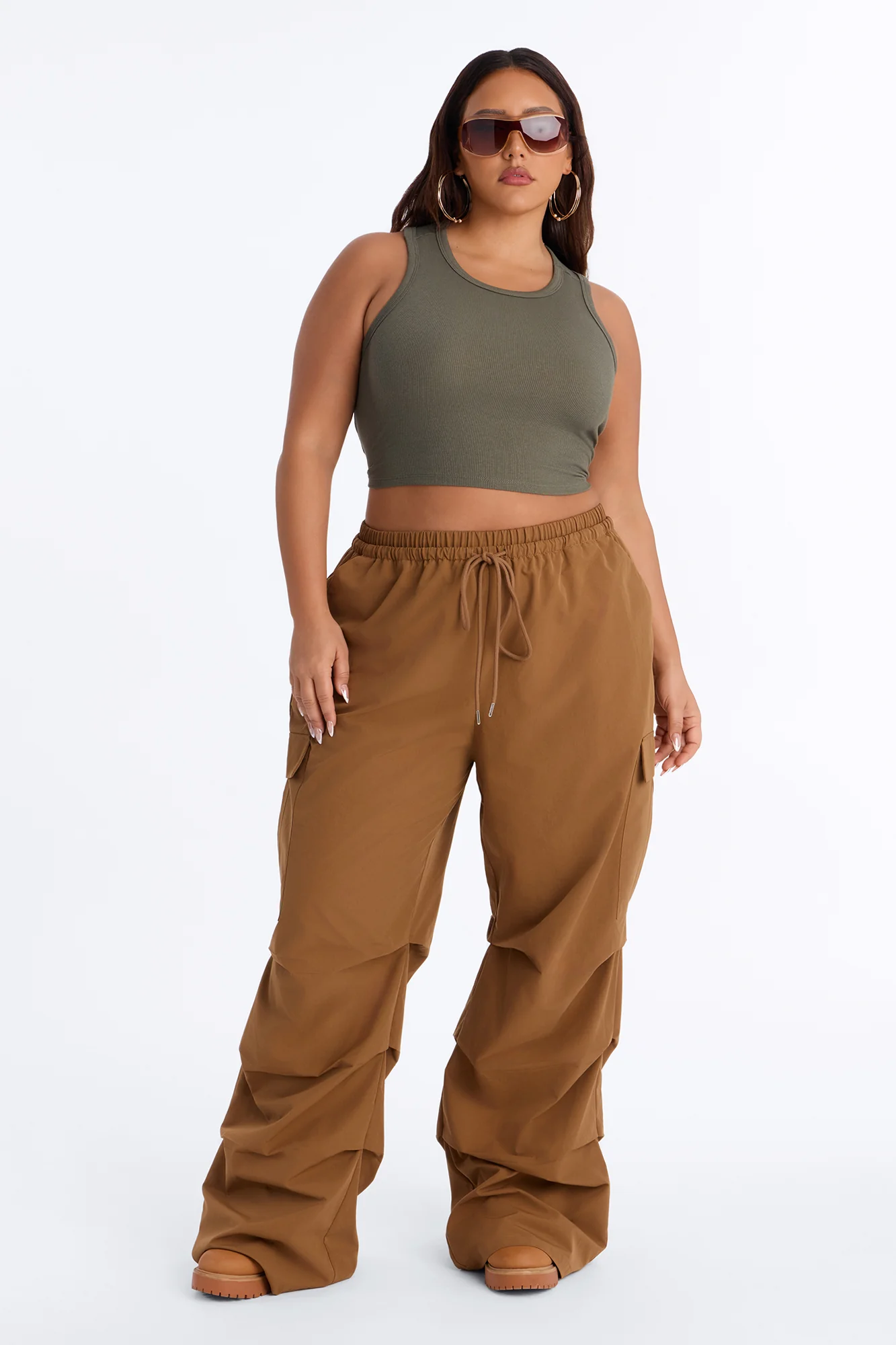 Cara Ribbed Tank - Olive - Image 6