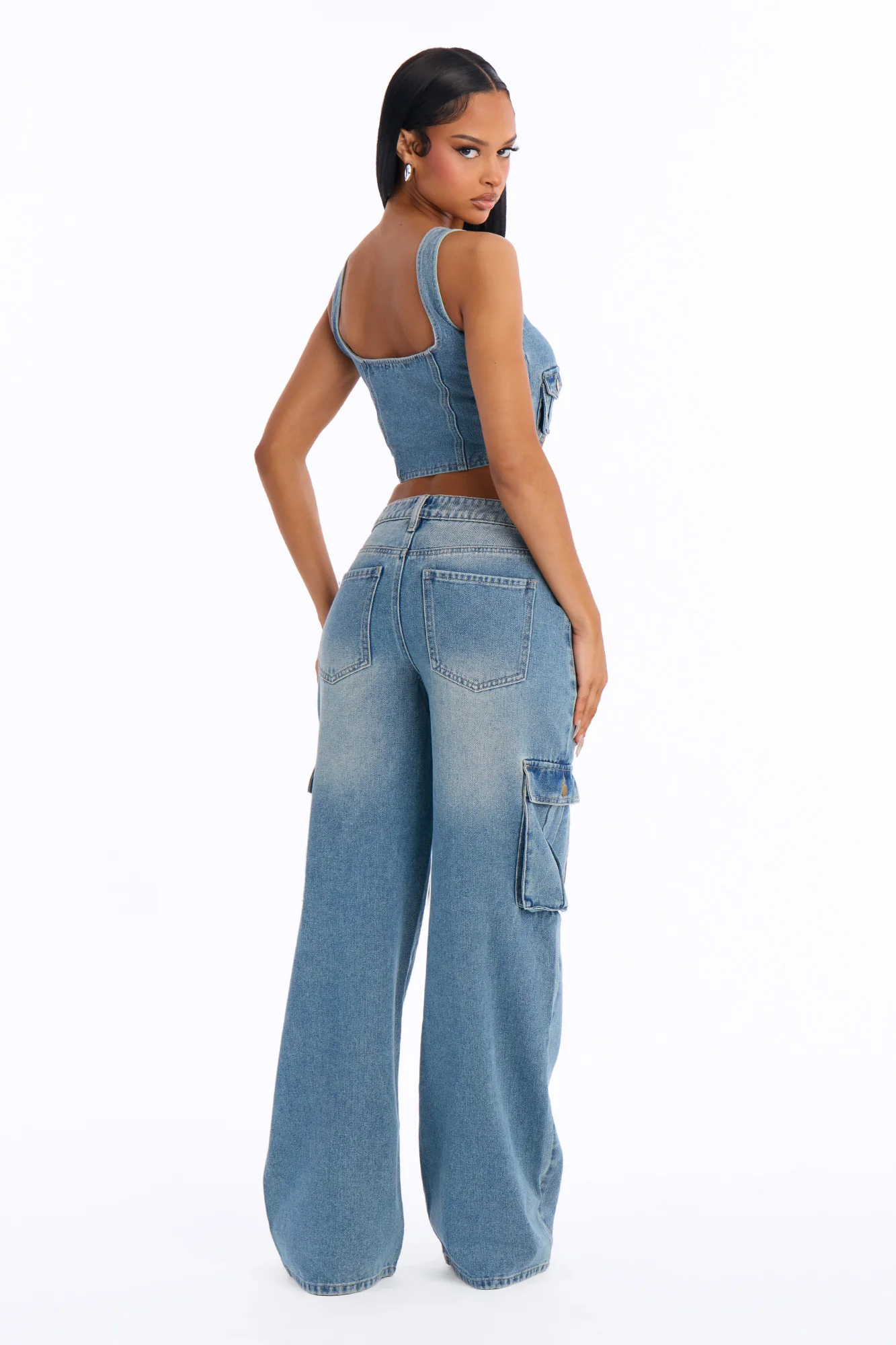 Cargo Cool Denim Pant Set - MediumWash - Image 4