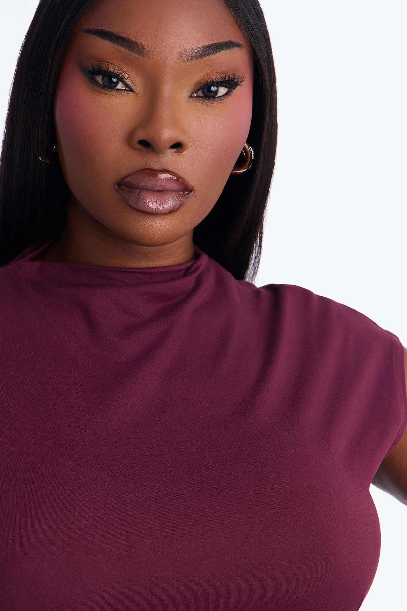 Carly Mock Neck Capri Set - Plum - Image 6