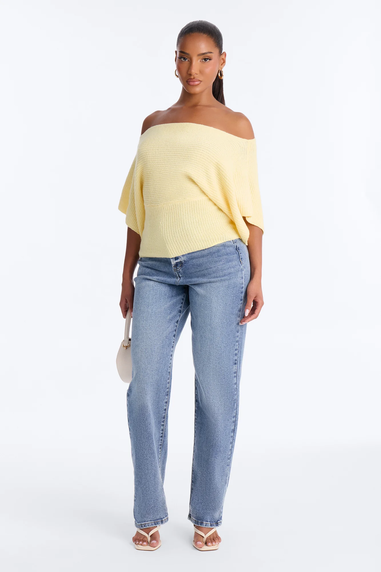 Carol One Shoulder Sweater Top - Butter Yellow - Image 2