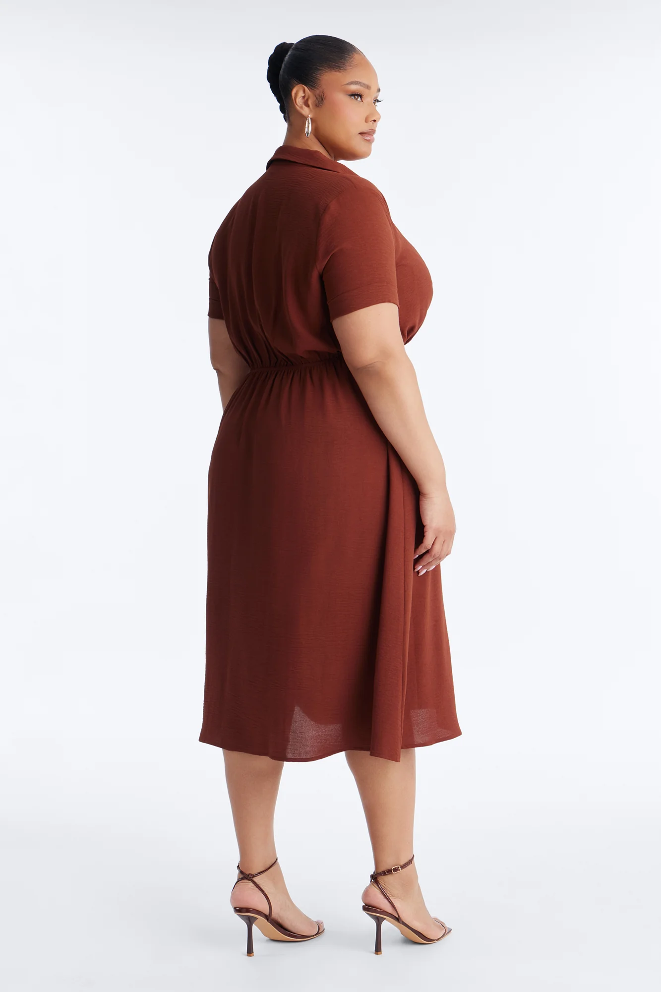 Caroline Cinched Midi Dress - Chocolate - Image 7