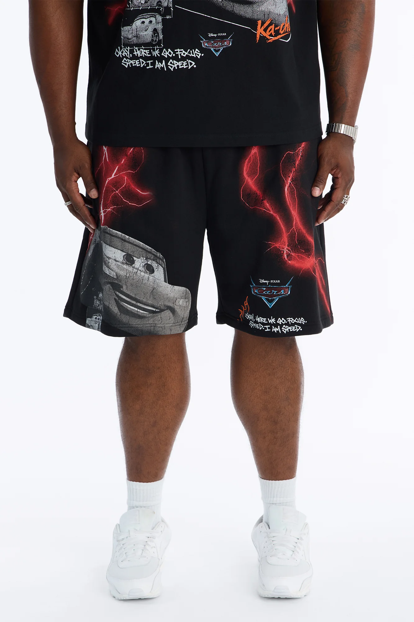 Cars LMQ All Over Print Relaxed Sweat Short - Black - Image 5