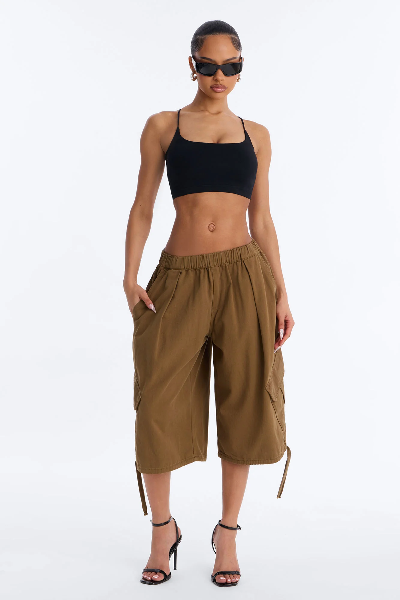 Carter Twill Cargo Bubble Hem Bermuda Short - Olive - Image 2
