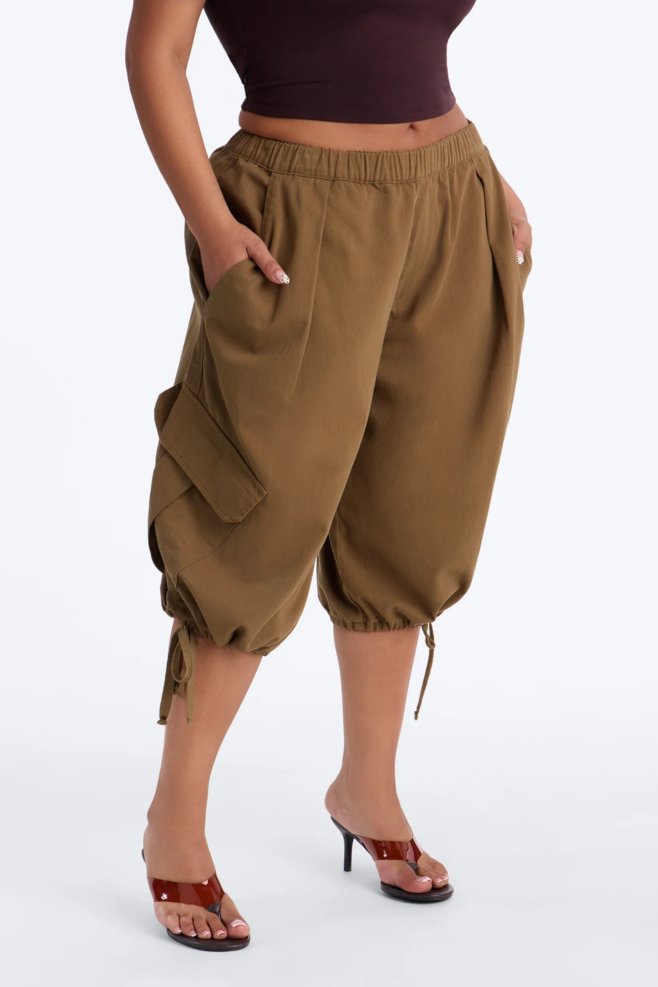 Carter Twill Cargo Bubble Hem Bermuda Short - Olive - Image 6