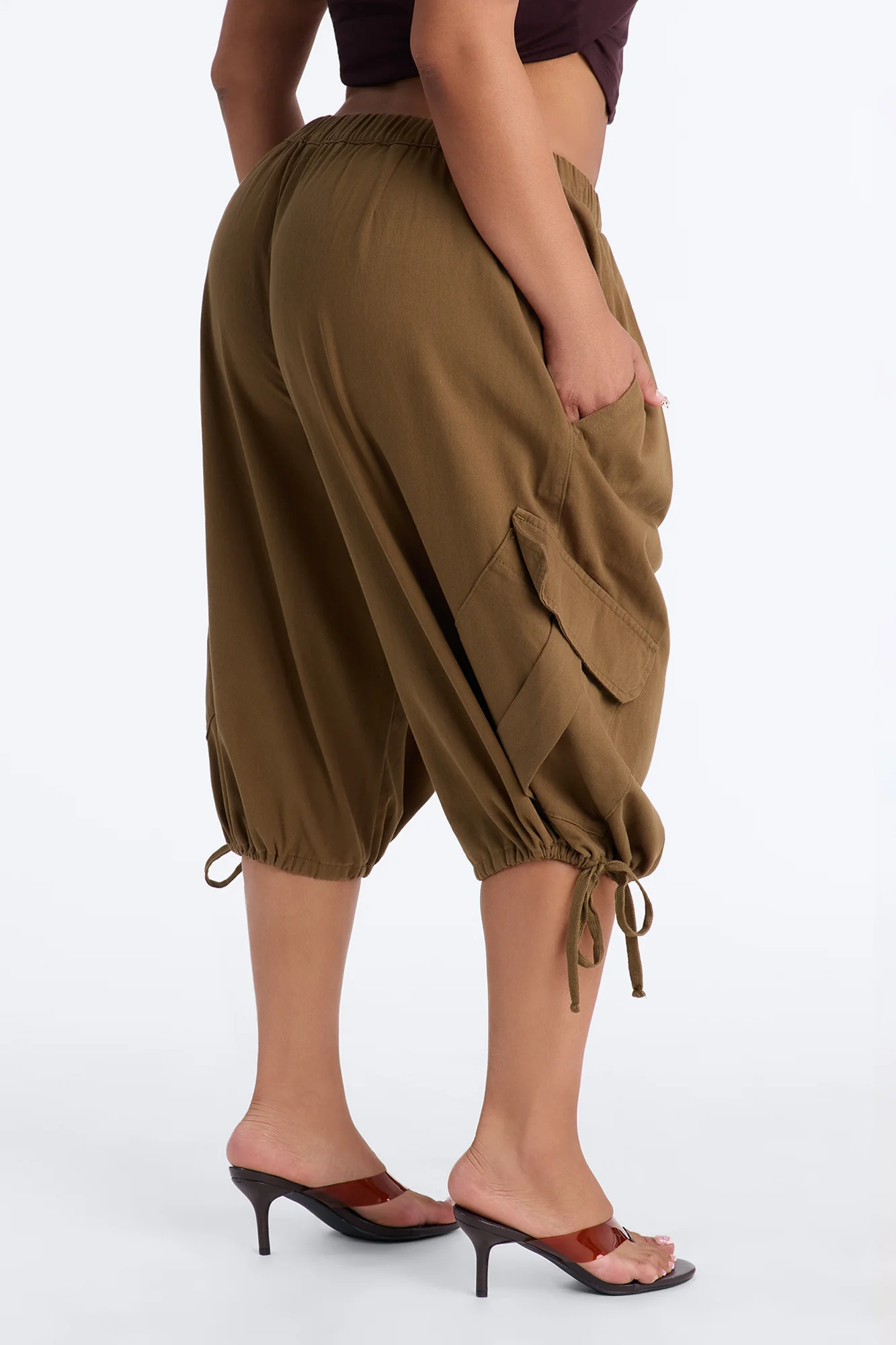 Carter Twill Cargo Bubble Hem Bermuda Short - Olive - Image 8