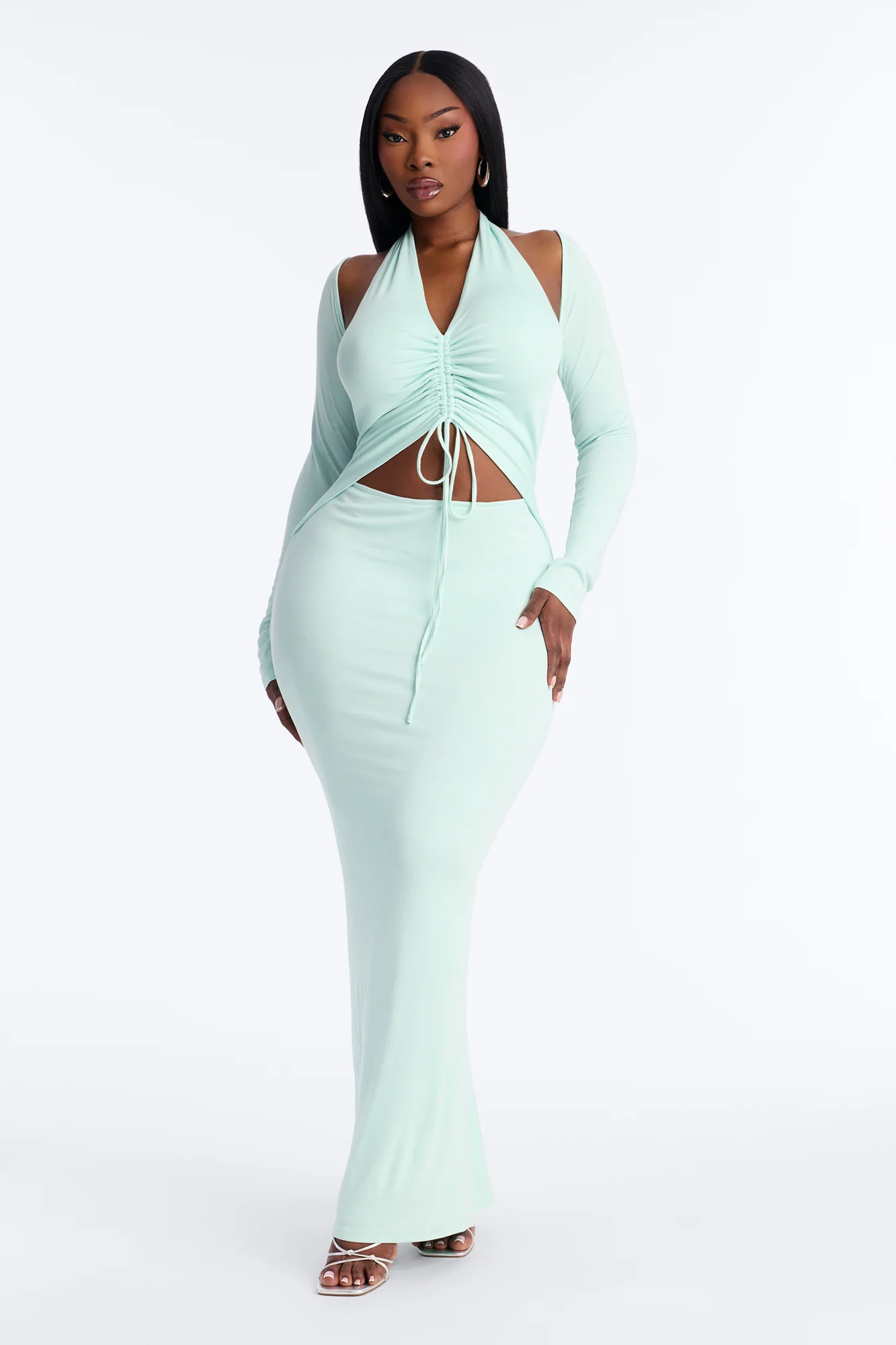 Casey Ruched Maxi Dress - Mint - Image 5