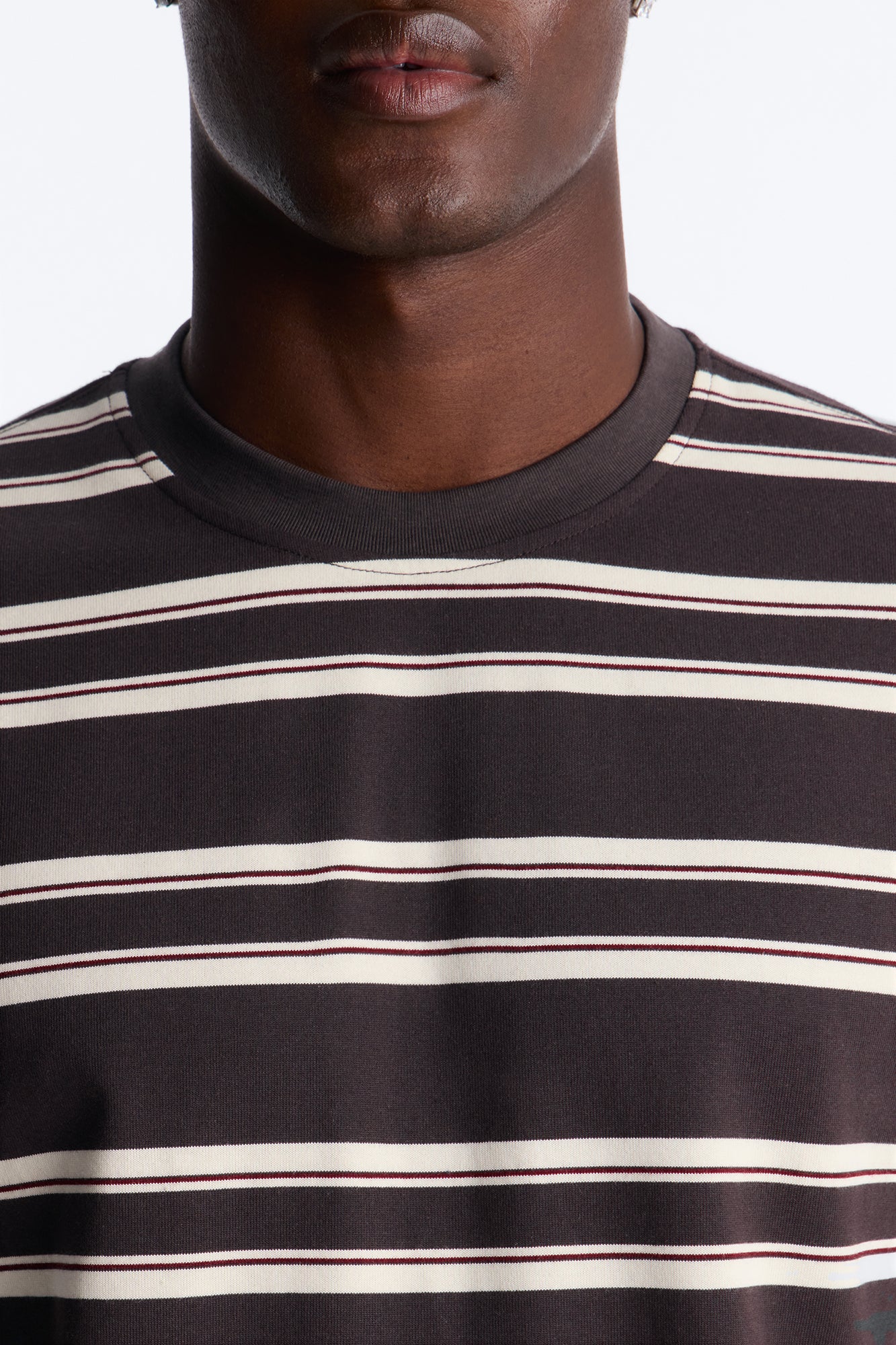 Casey Stripe Crewneck Tee - Brown/combo - Image 3