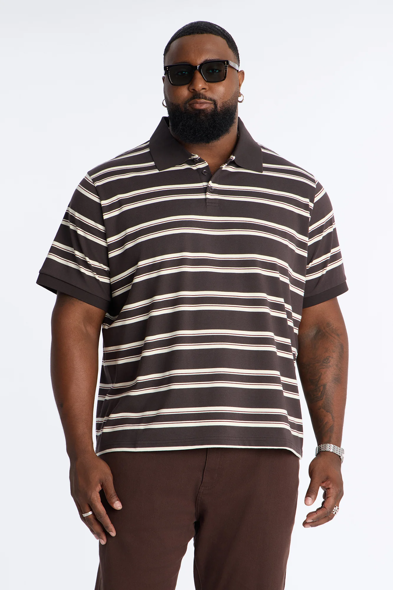 Casey Stripe Polo - Brown/combo - Image 2