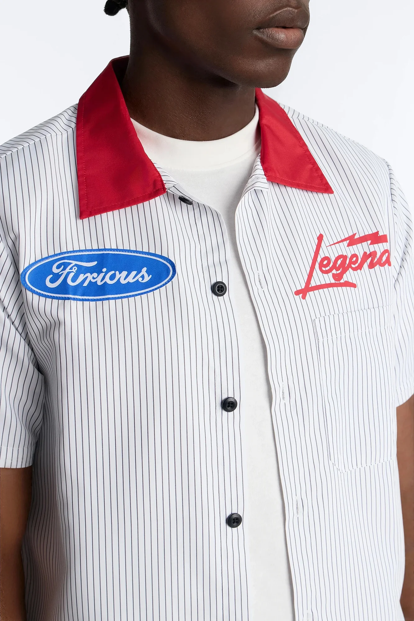 Cash Only Striped Button Up Shirt - White - Image 3