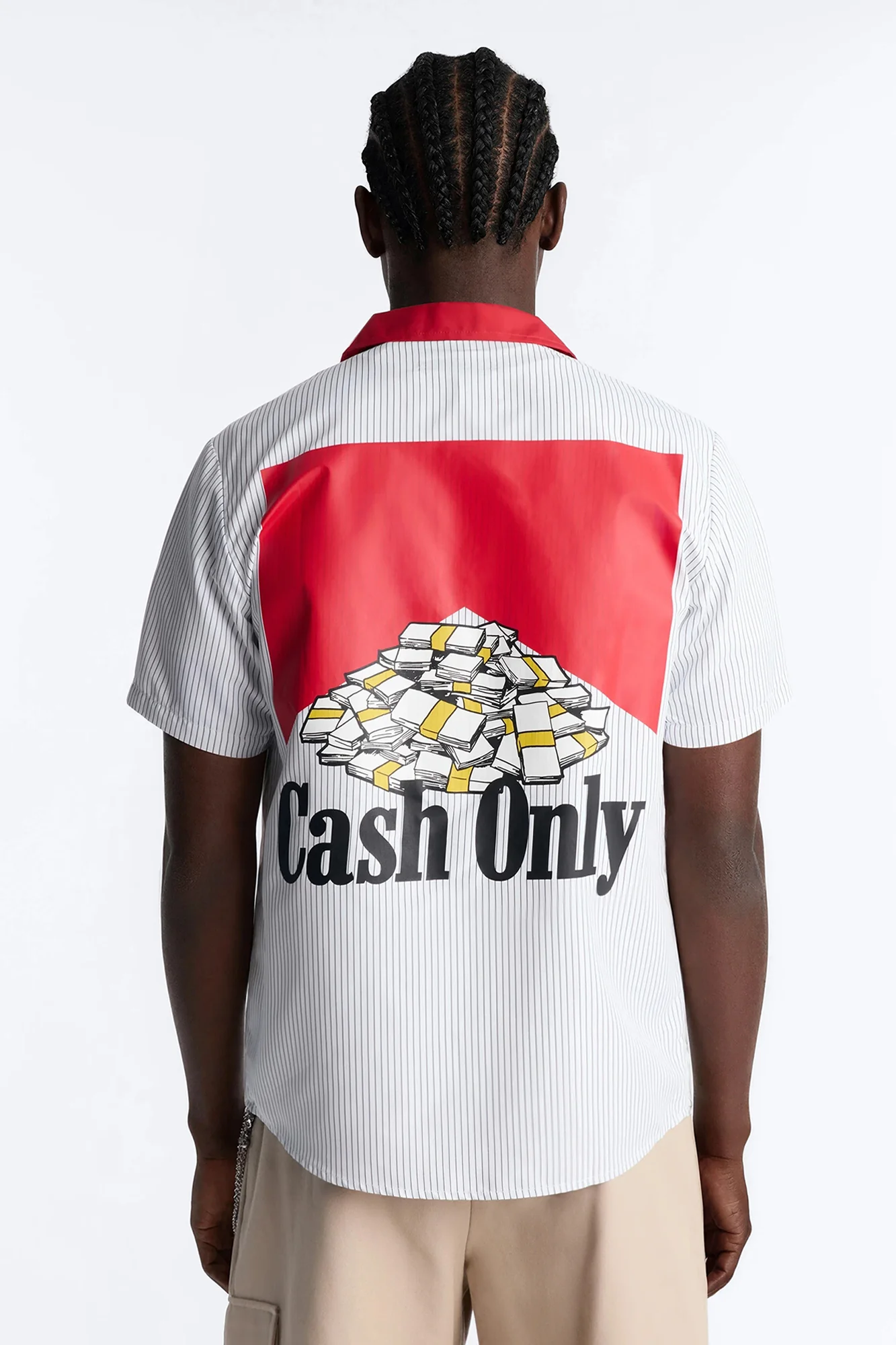 Cash Only Striped Button Up Shirt - White - Image 4