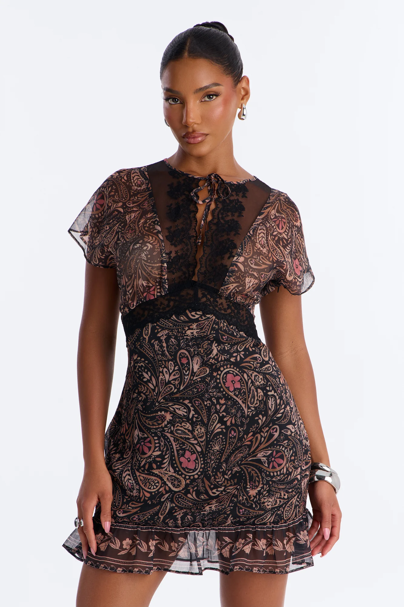 Casual But Curated Sheer Mini Dress - Black/combo - Image 2