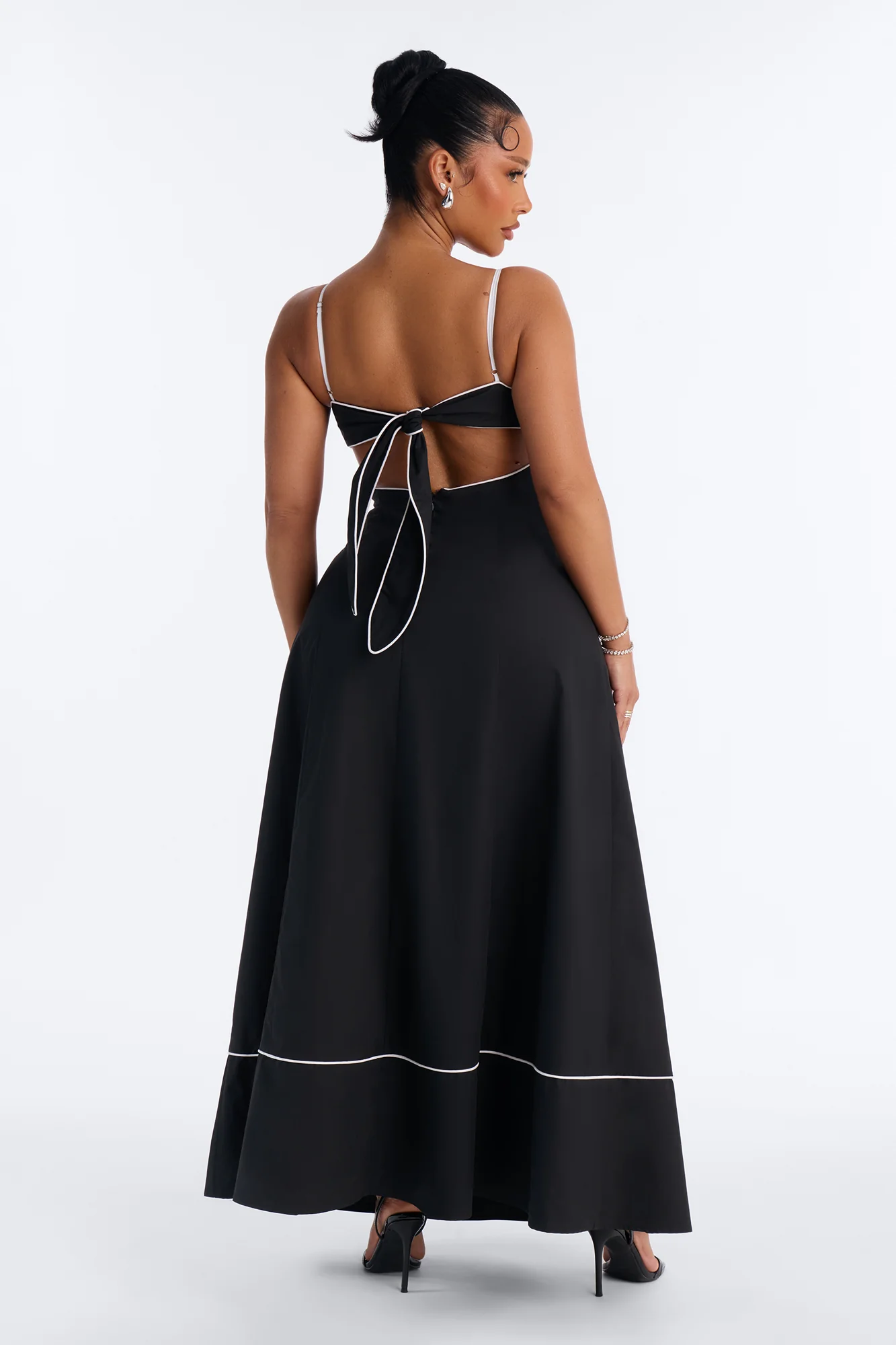 Casual Crush Poplin Maxi Dress - Black/White - Image 4