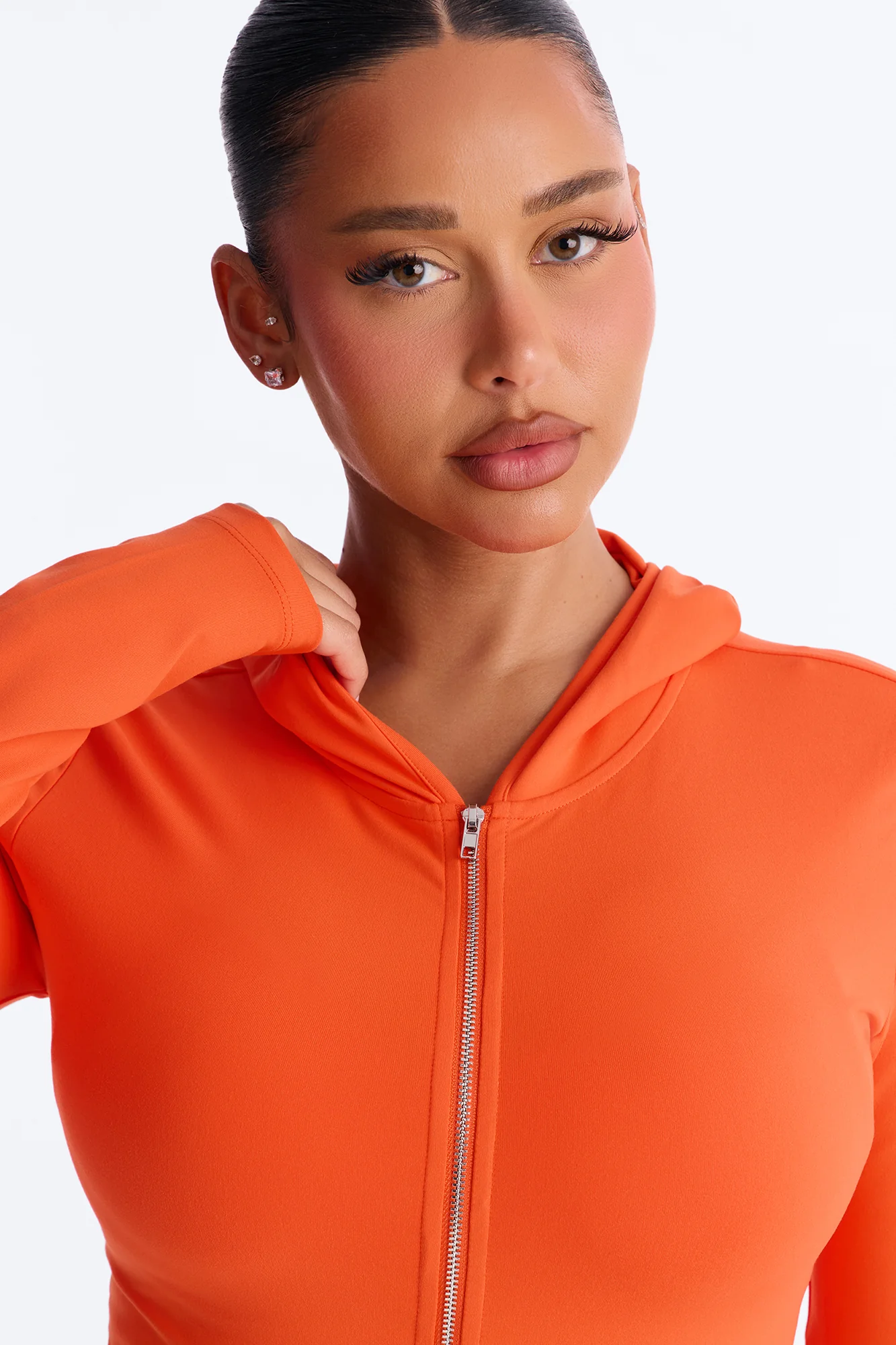 Casual Vibe Zip Up Hoodie Pant Set - Tomato Red - Image 3