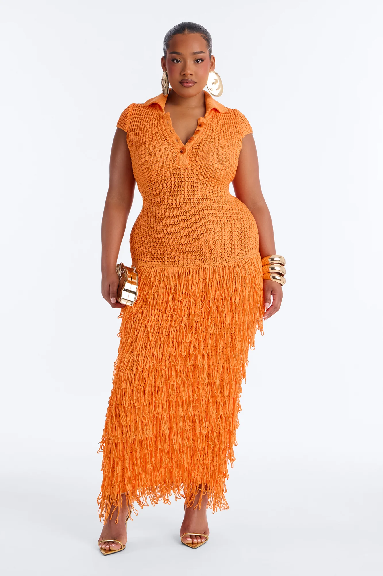 Catalina Crochet Maxi Dress - Orange - Image 5