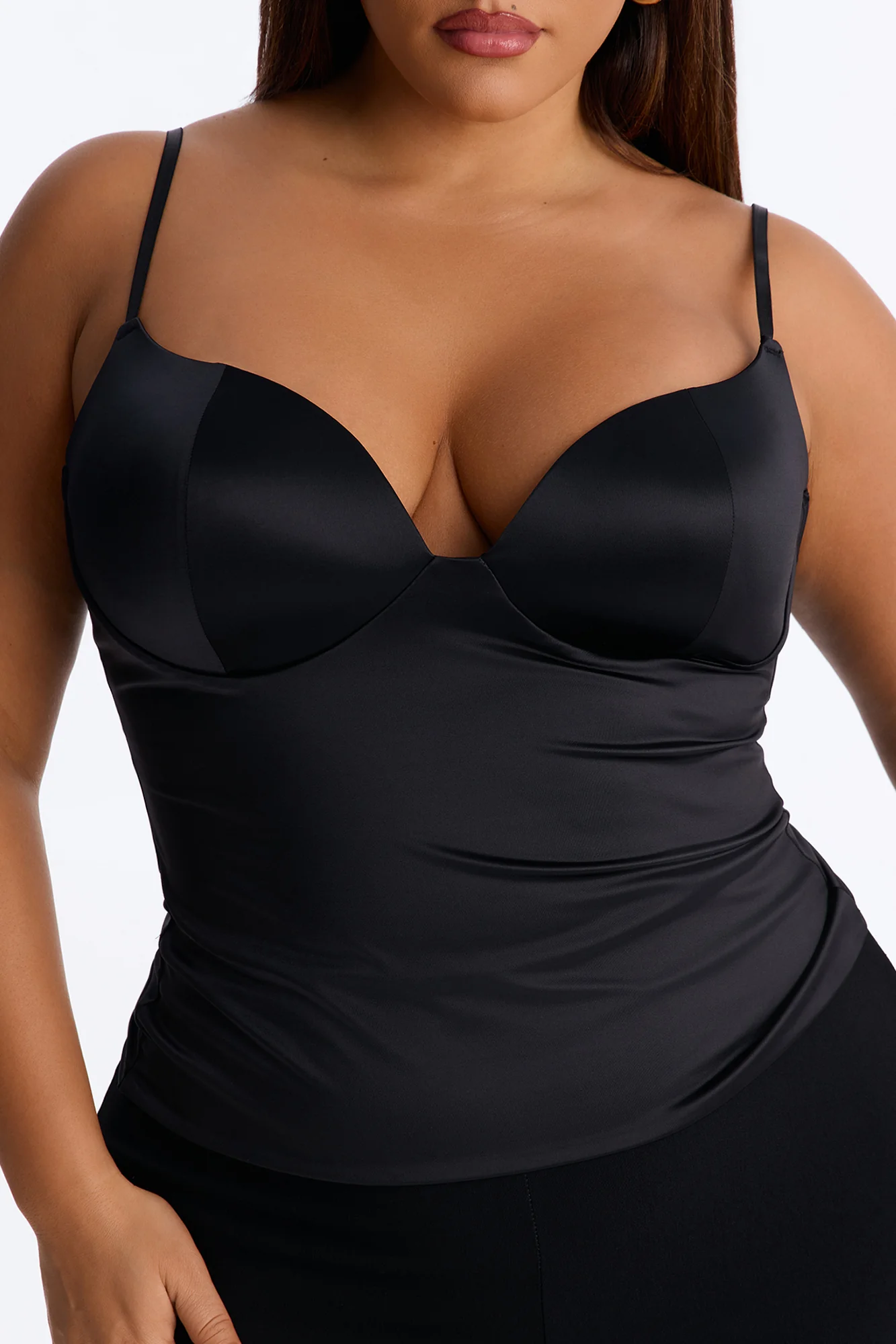 Catherine Sweetheart Satin Padded Top - Black - Image 10