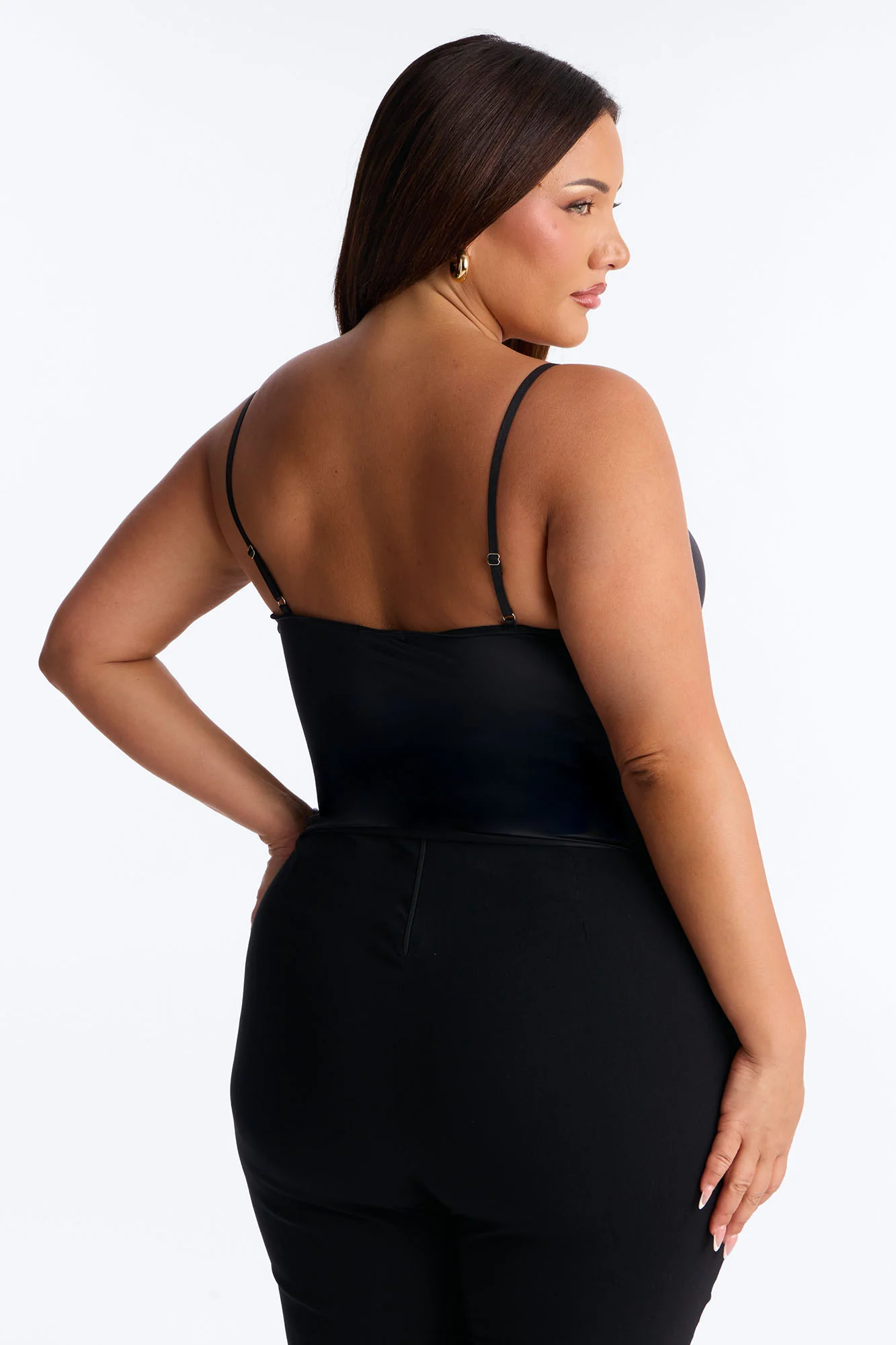 Catherine Sweetheart Satin Padded Top - Black - Image 11