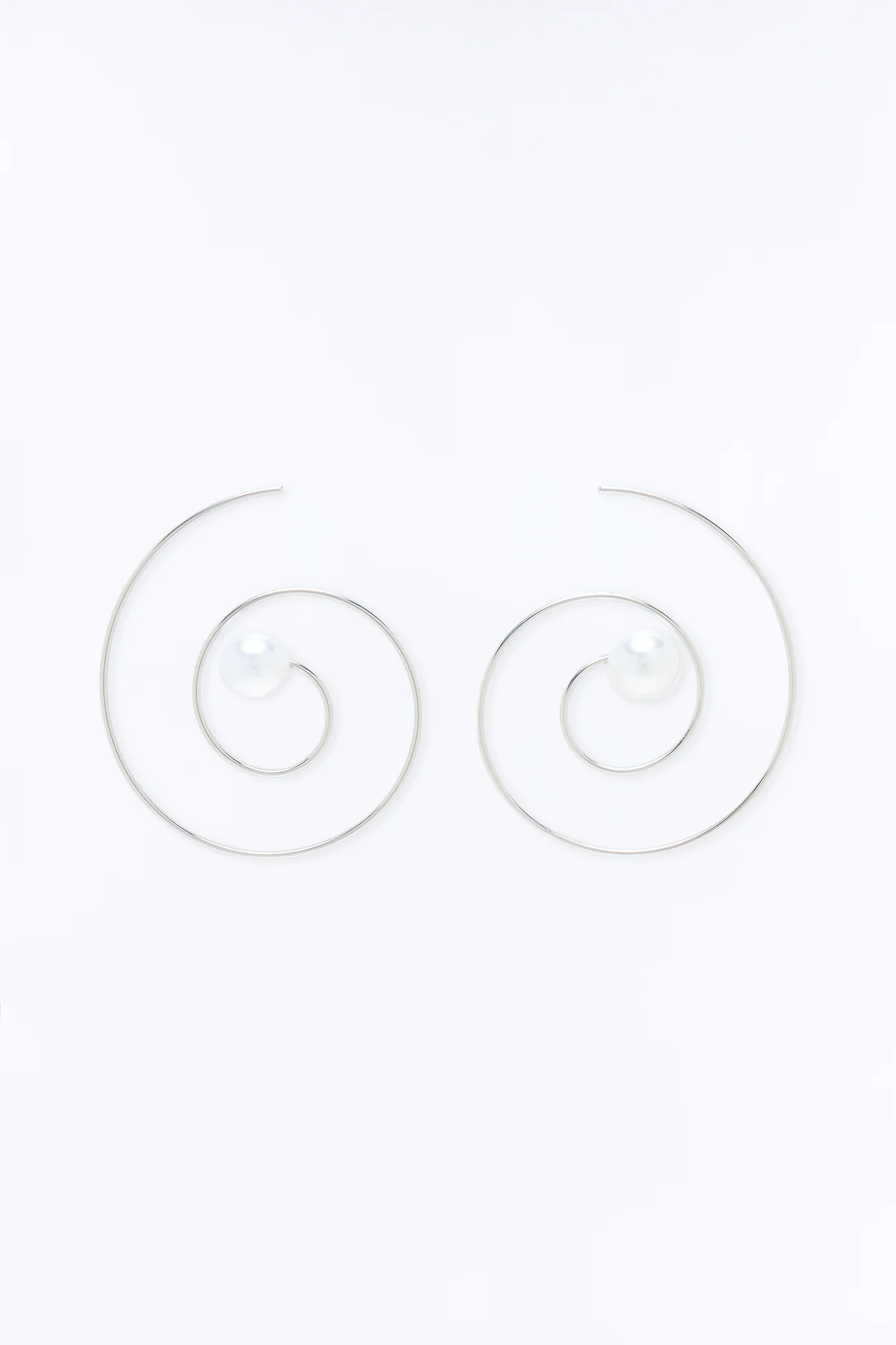 Caught In A Swirl Pearl Hoop Earrings - Silver - Image 3
