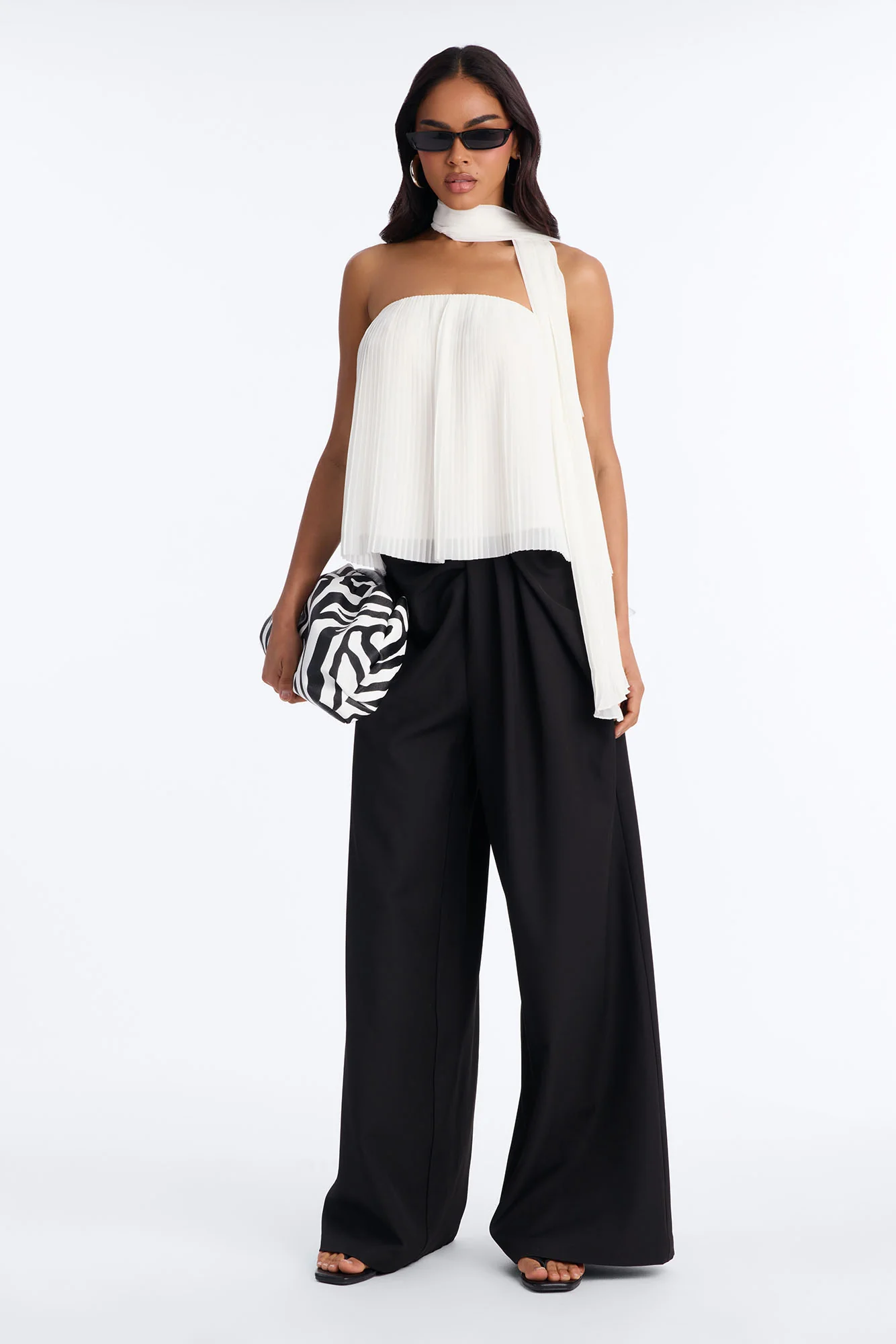 Caught In Your Sunlight Chiffon Scarf 2 Piece Top - Cream - Image 2