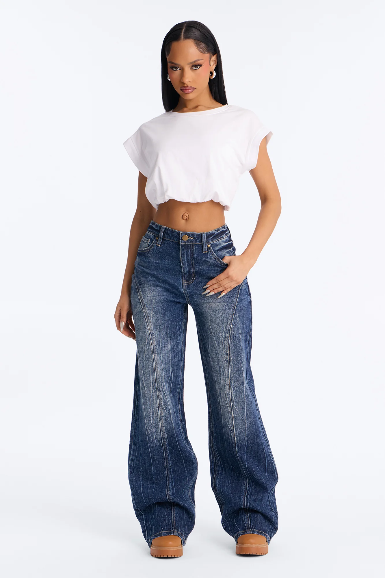 Caught You Looking Straight Leg Jeans - Dark Wash - Image 2