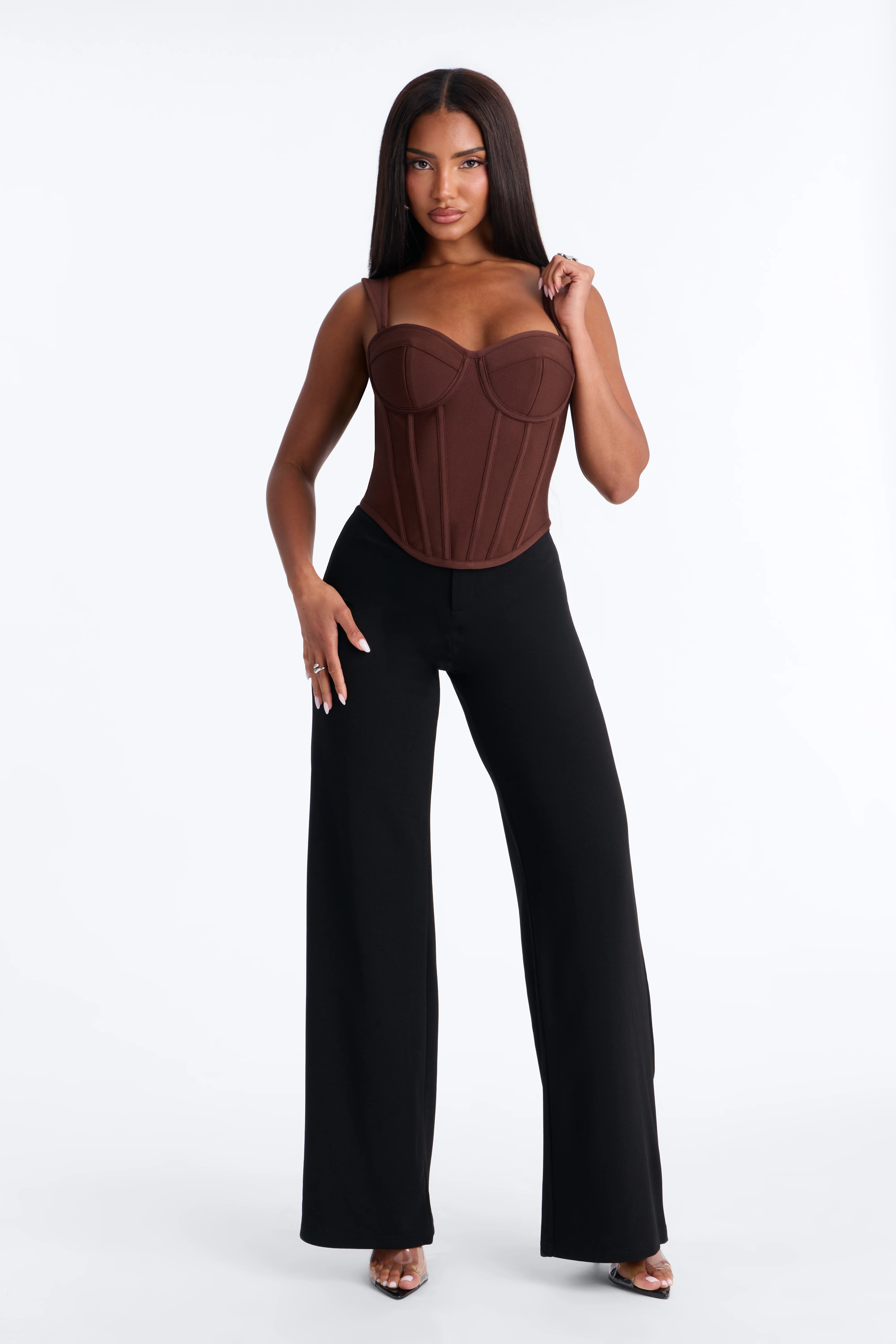 Cece Bandage Corset Top - Chocolate - Image 6