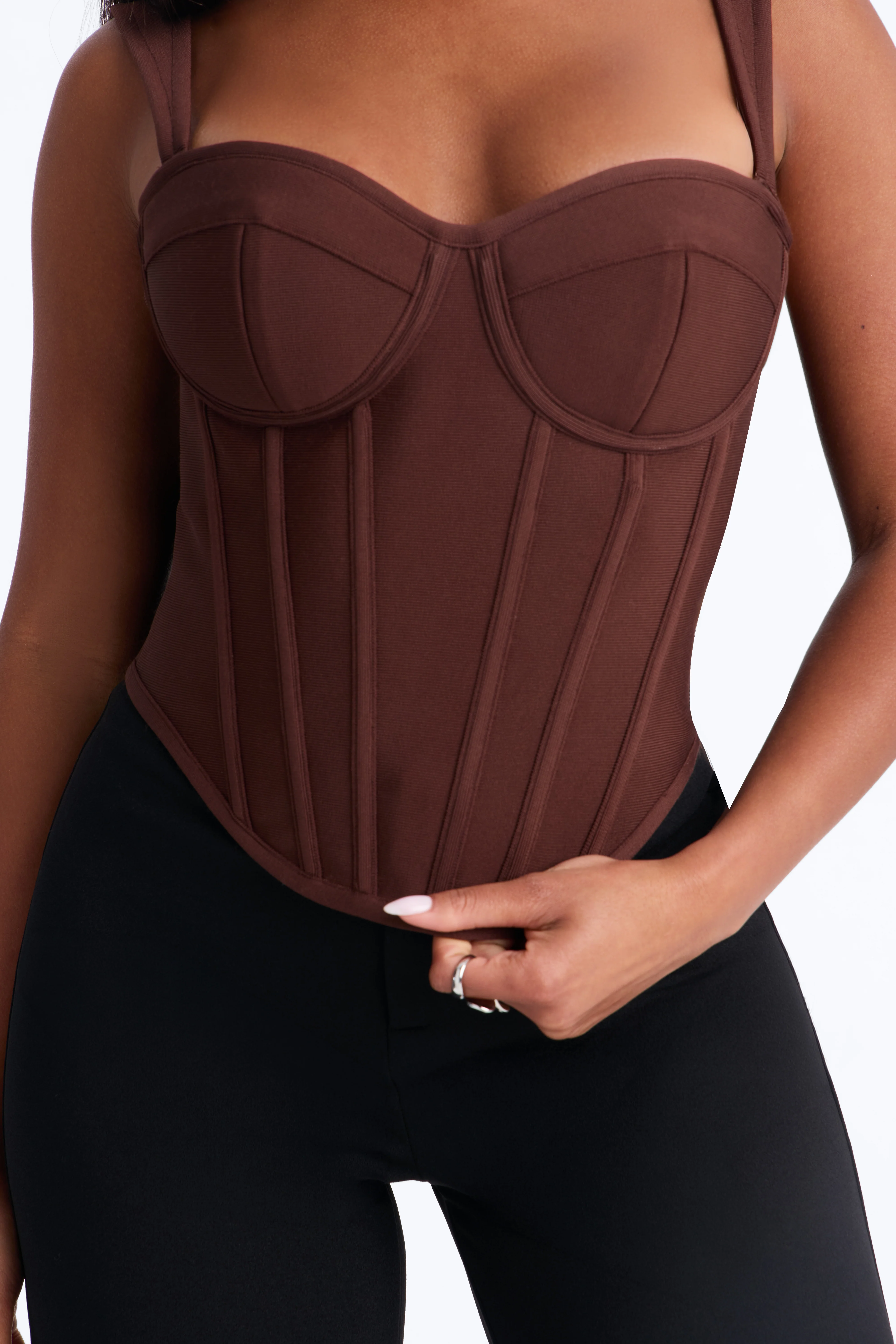 Cece Bandage Corset Top - Chocolate - Image 7