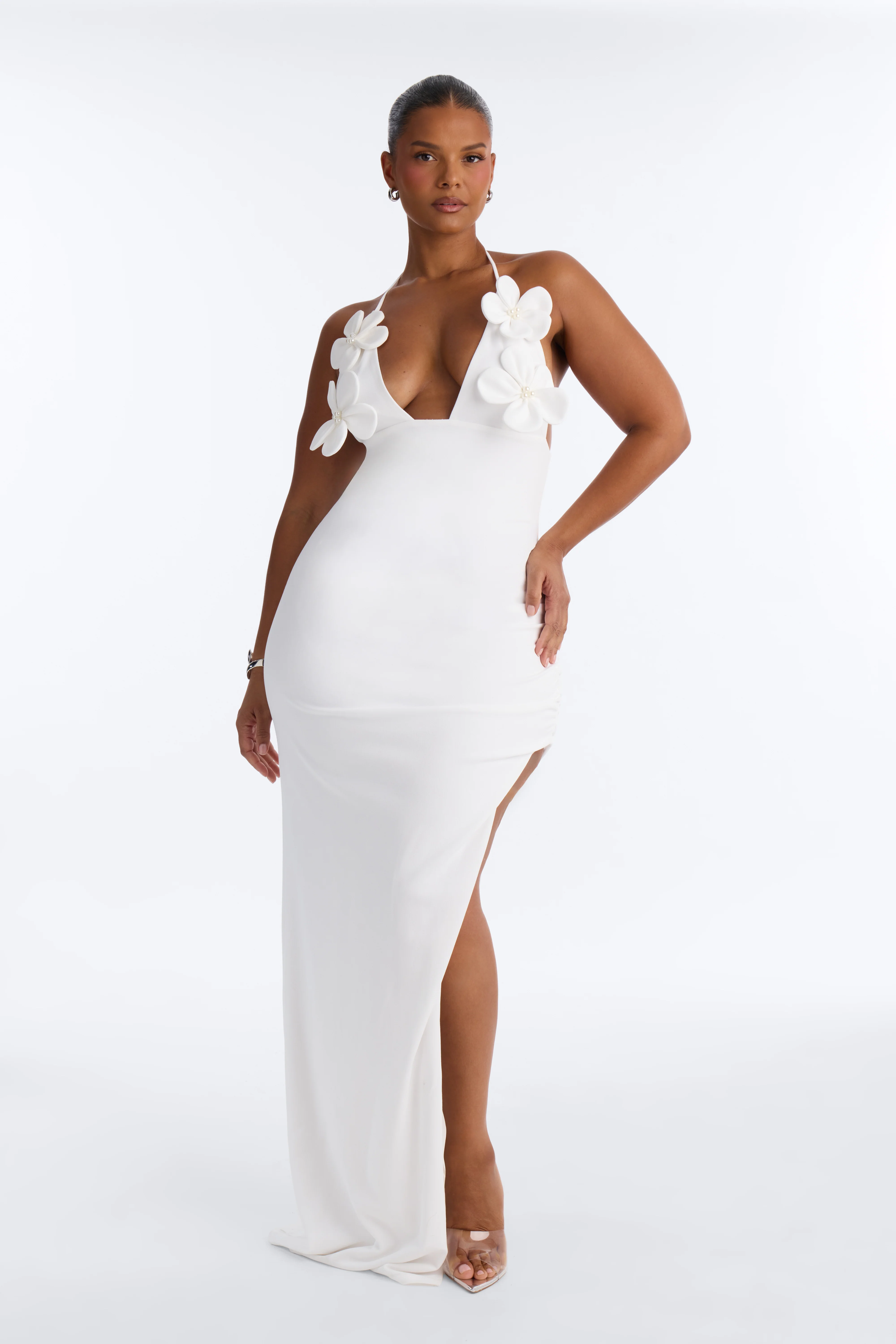 Celeste Crepe Floral Maxi Dress - Ivory - Image 5
