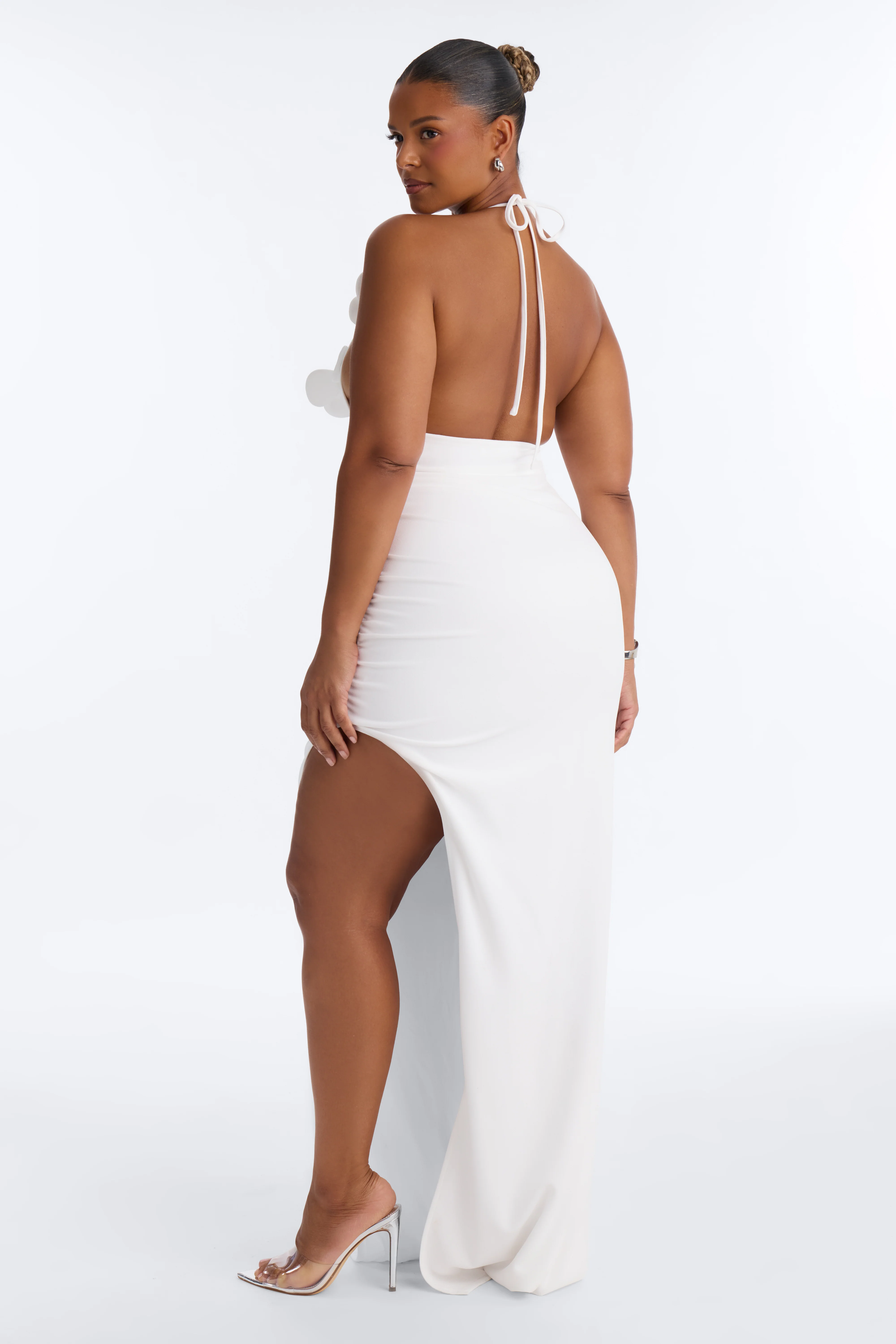 Celeste Crepe Floral Maxi Dress - Ivory - Image 7